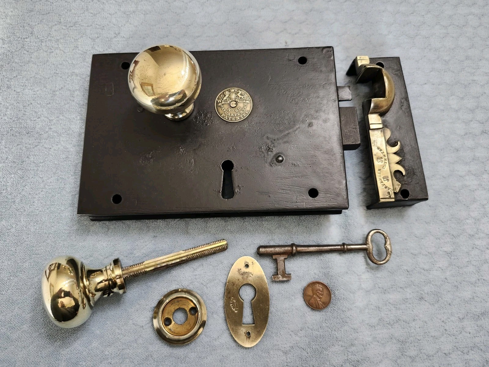 Exterior Carpenter & Co. Patentees Rim Lock Restored RH No.60
