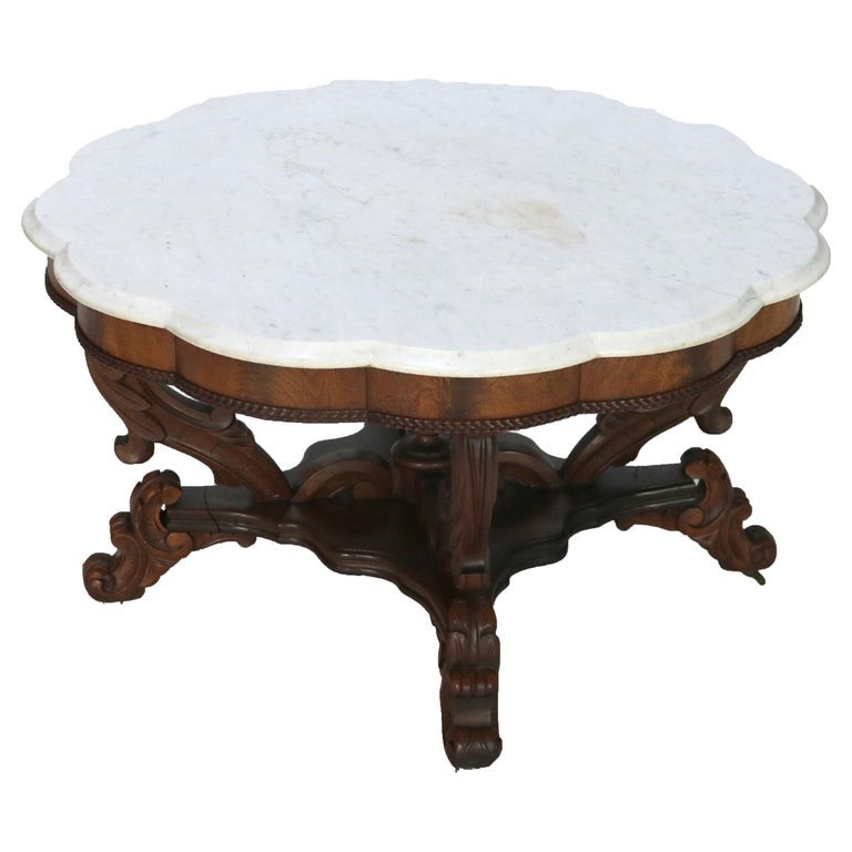 Victorian Berkey and Gay School Carved Mahogany & Rosewood Table C1880
