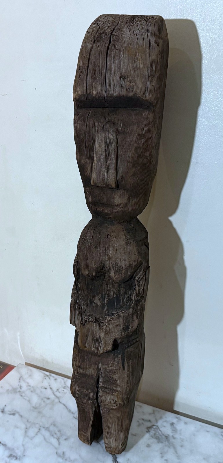 LARGE OLD KONSO PEOPLE CARVED SOLID WOOD WAAKA GRAVE STATUE FROM ETHIOPIA