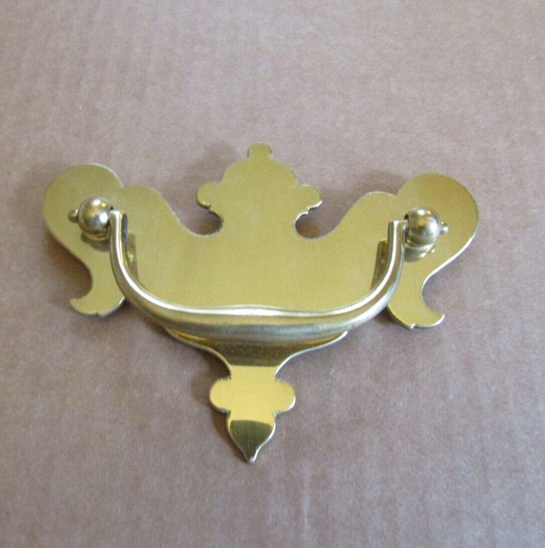 NOS Chippendale Polished Brass Bat Wing Drawer Bail Pull Handle ~ 4 1/8 x 3 1/8″