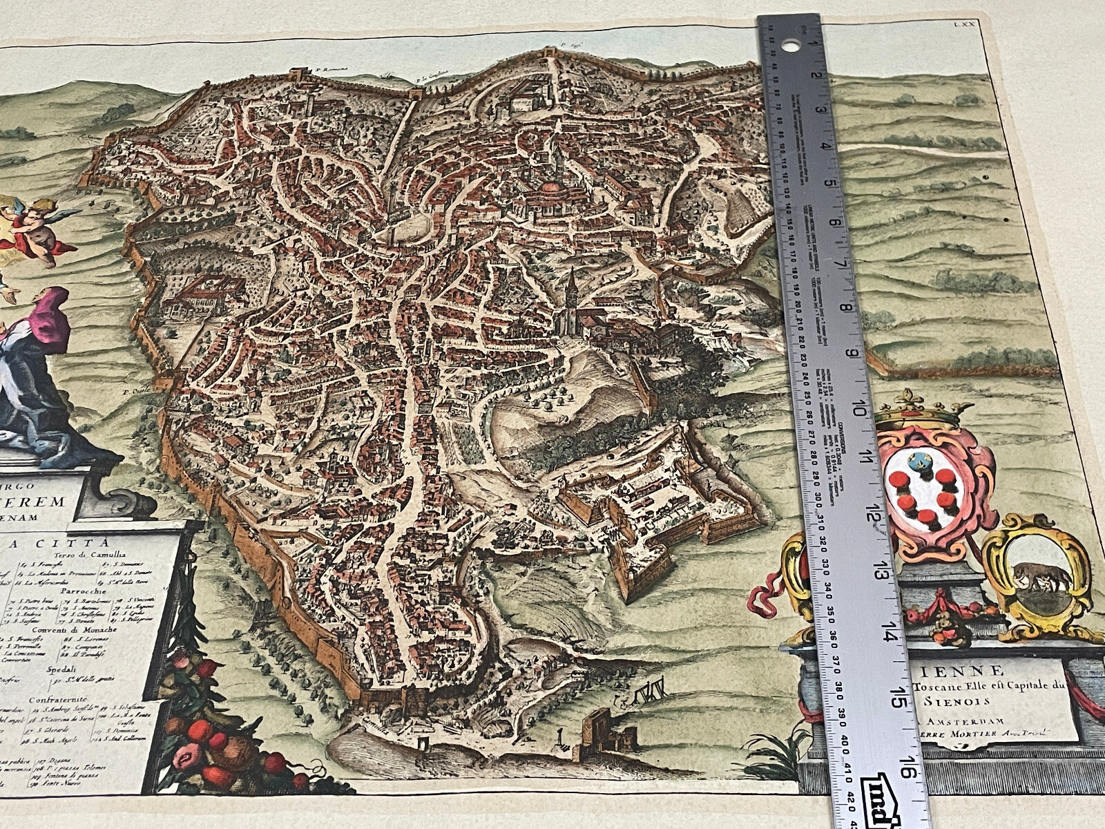 Pierre Mortier Copper Engraving Map Siena Italy Antique Circa 1704