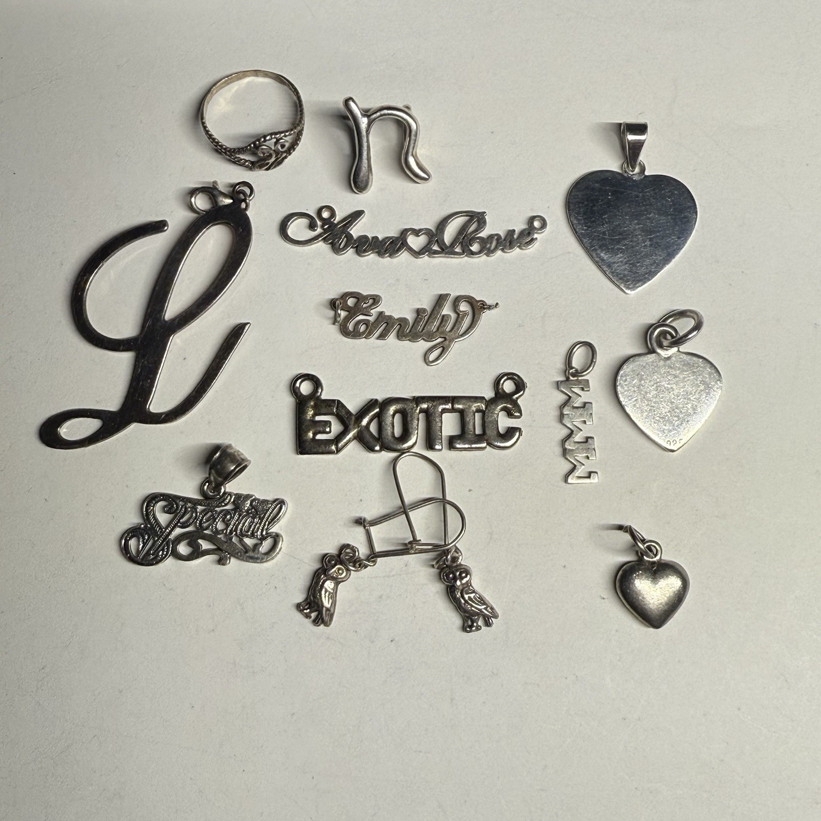 30 Grams .925 Sterling Silver Names & Pendants Lot Wear / Reseller / Scrap