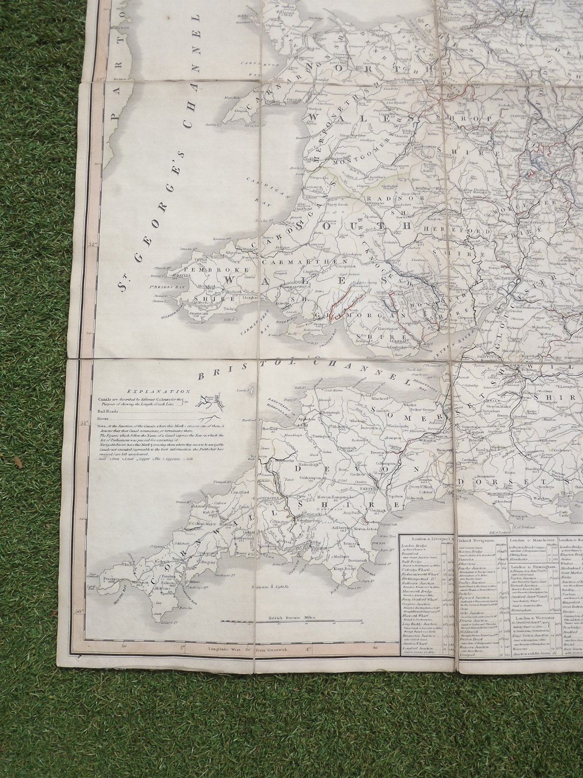 100% ORIGINAL LARGE MAP FOLDING RIVERS CANALS ENGLAND WALES BY C SMITH C1823