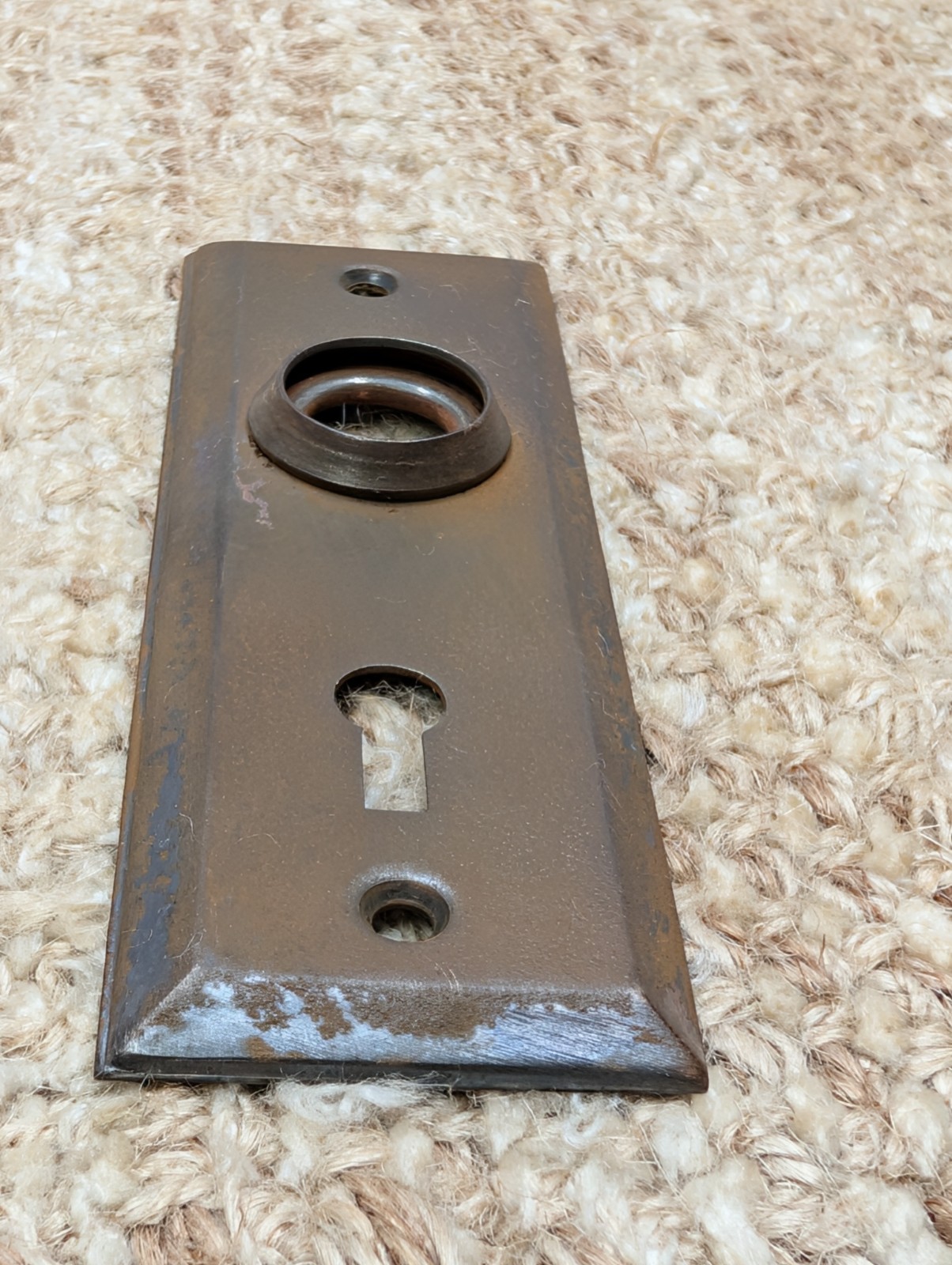 1 1/2″ x 4 1/2″ Antique Stamped Steel Door Knob Plate