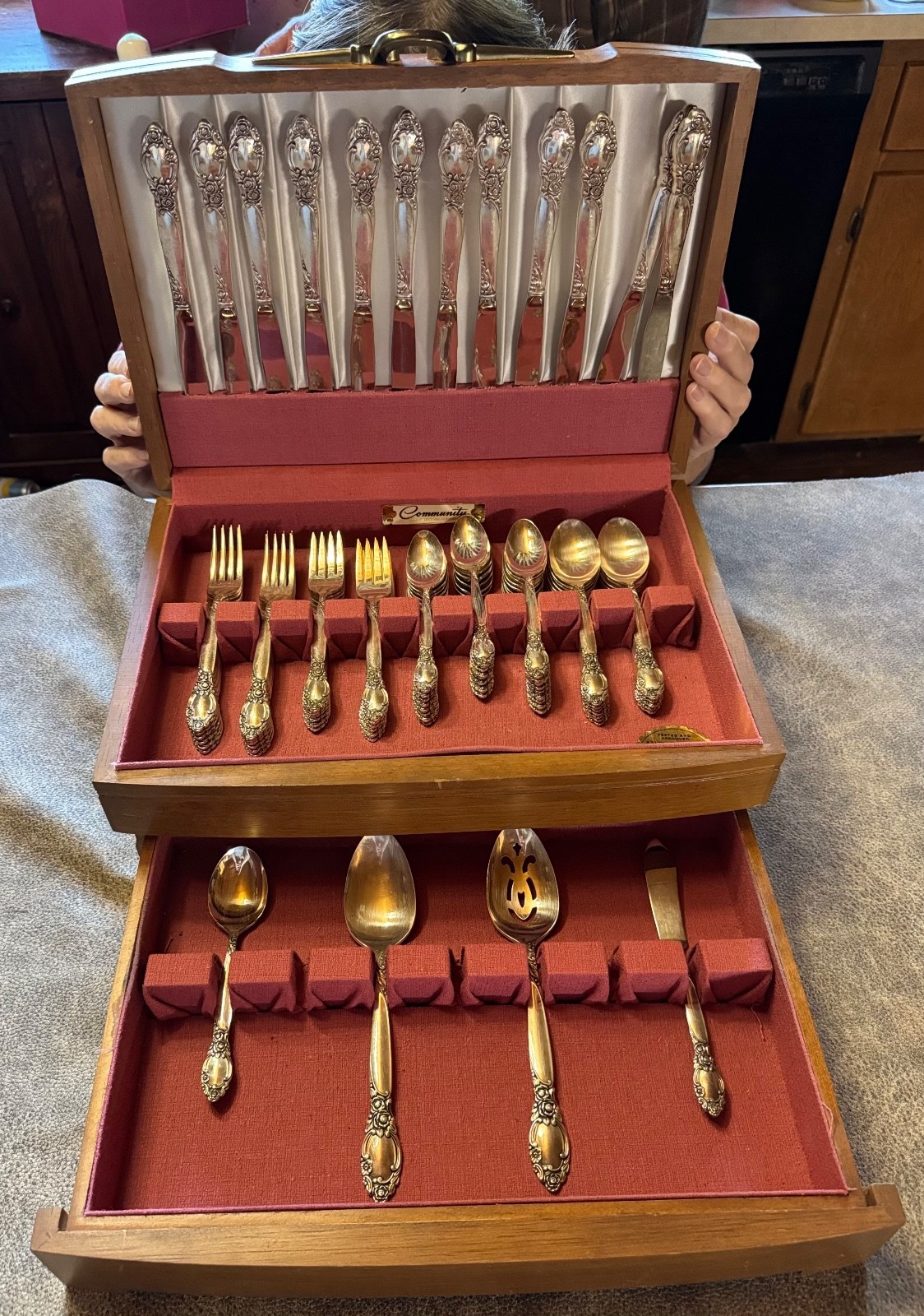 Community SILVER PLATE flatware BALLAD COUNTRY LANE plus chest srv 12 76 pcs