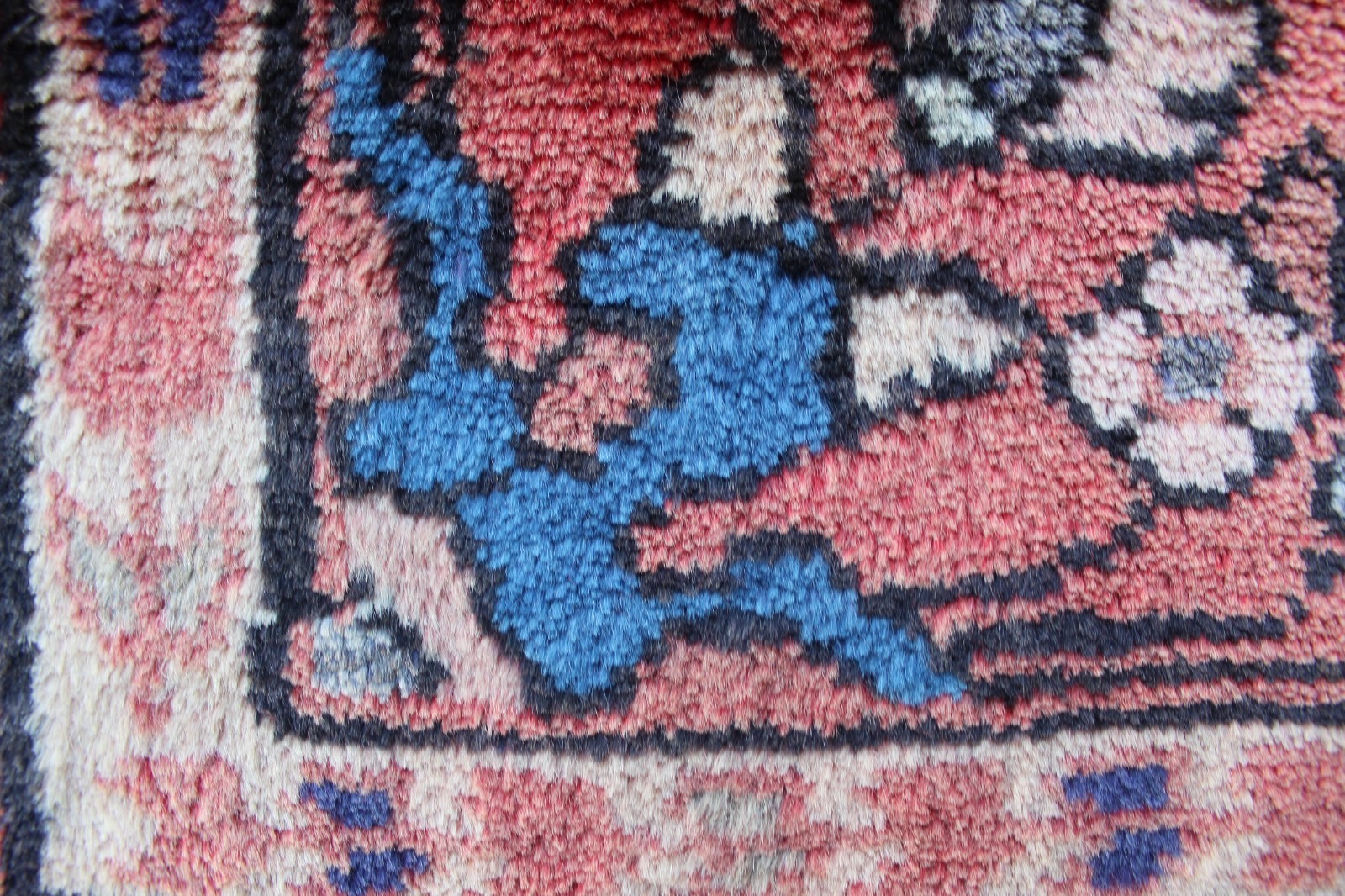 Vintage Hand Made Traditional Oriental Wool Blue Red Long Rug Runner 292x104cm