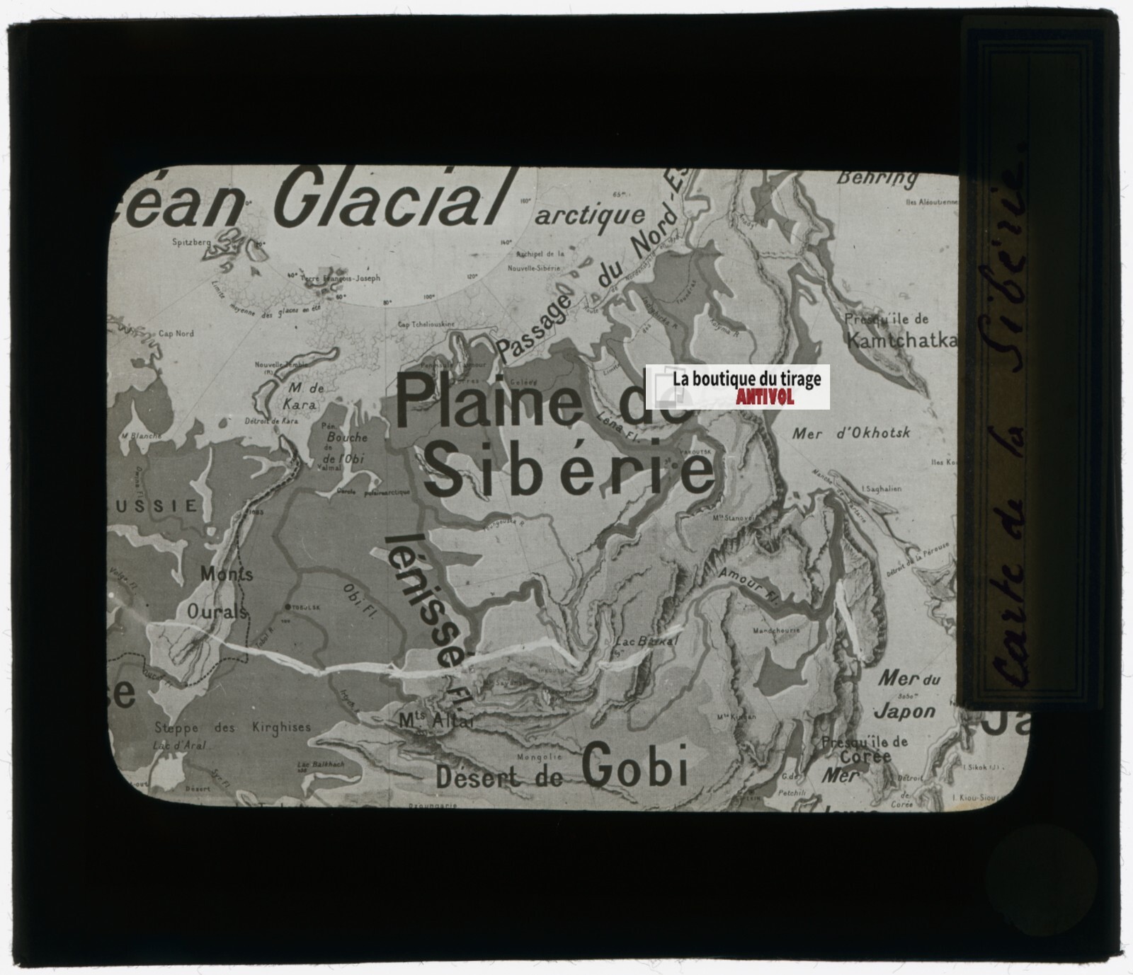 Siberia Card, Russia, Glass Plate Photo, Black & White, Positive 8.5×10 Cm
