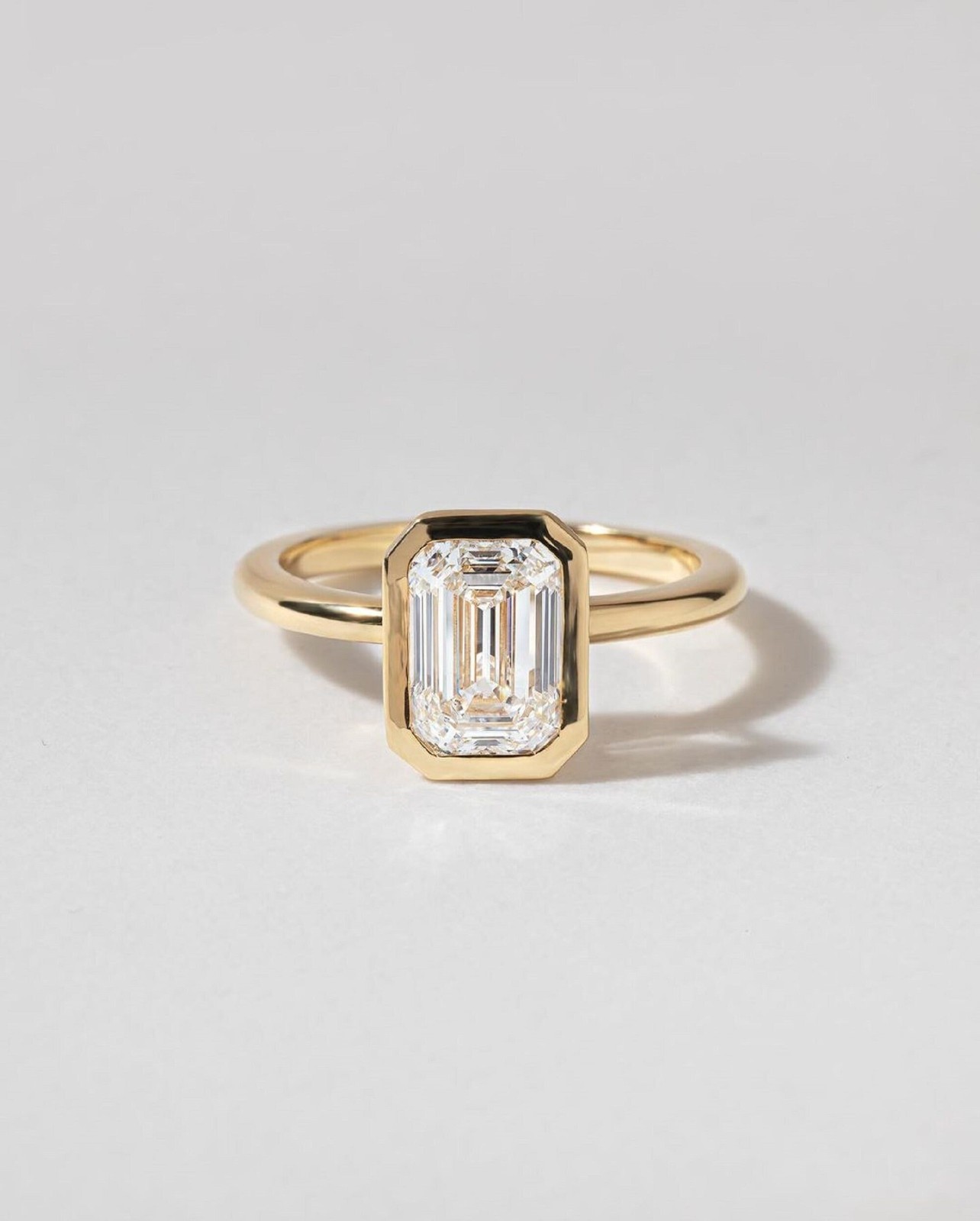 2.50 Ct Emerald Cut Bezel Set Lab Diamond Engagement Ring for Women