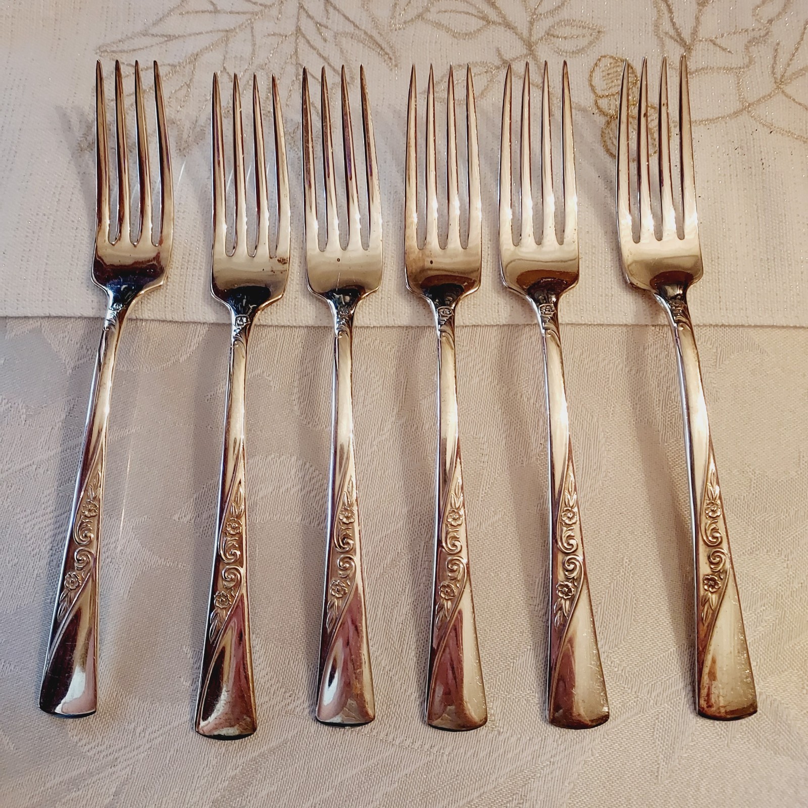 Vintage 1950’s REVELATION II Silverplate Dinner Forks Set of 6 Flatware Rogers
