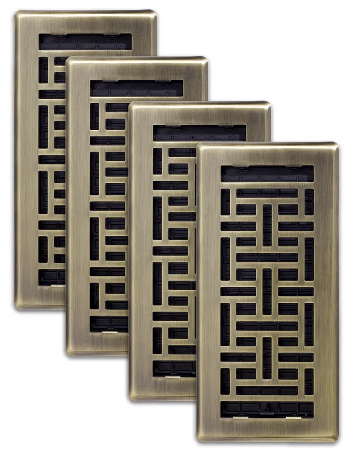 Oriental Floor Register, 4×10 Inches, Antique Brass Finish 4 Pack AJH410-A