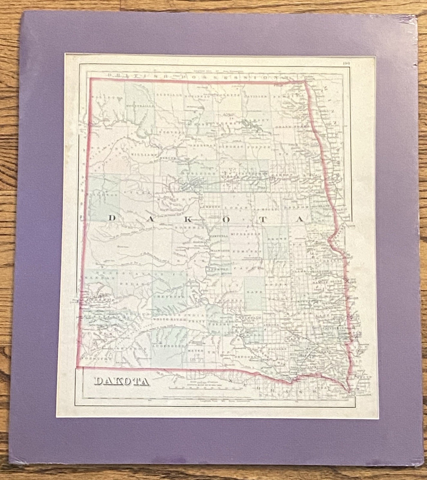 Antique Map [1876, Colton]: American State Of DAKOTA ANTIQUE MAP USA