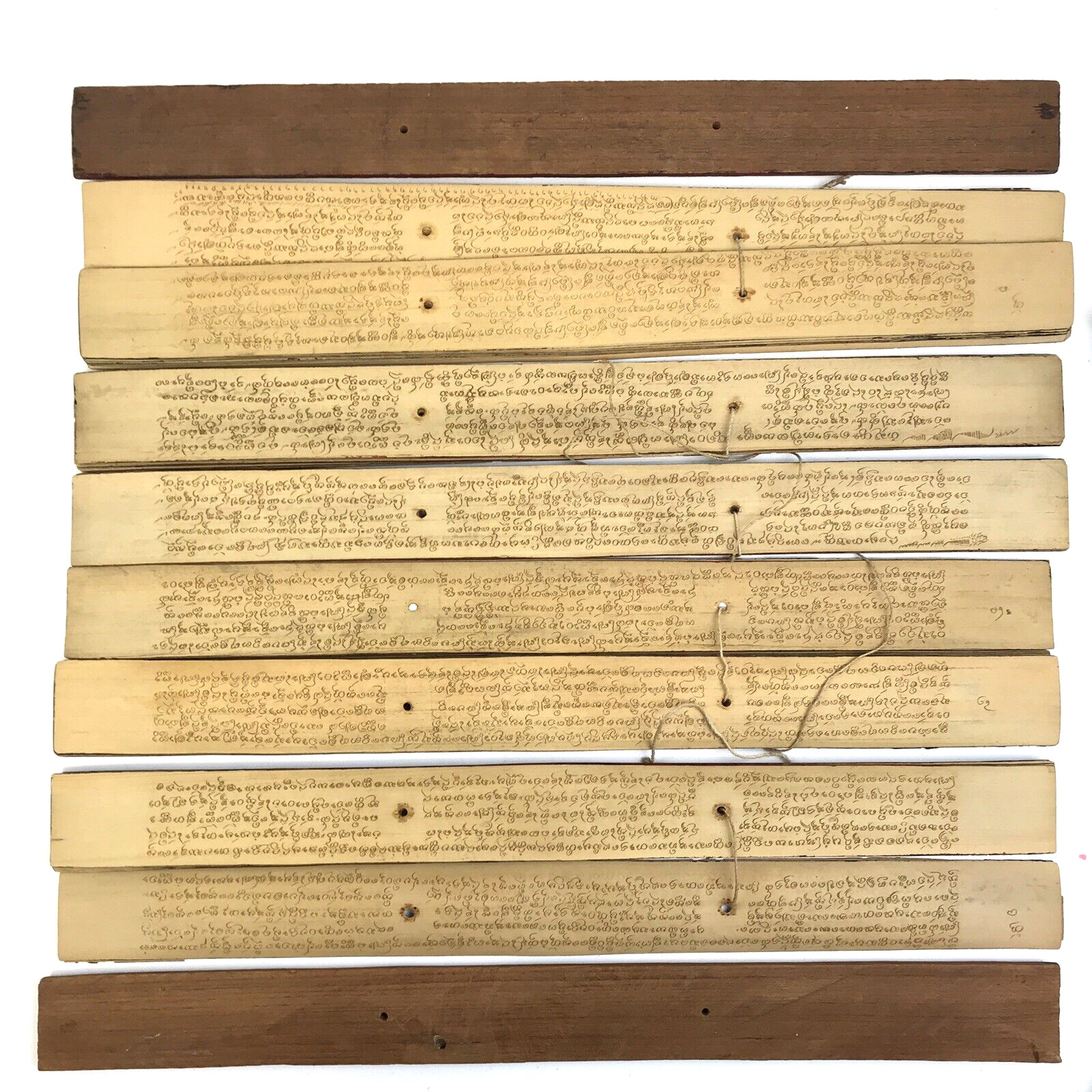 Antique South-Asian Burmese Myanmar Palm Leaf Manuscript – 100 Pages/Leaves