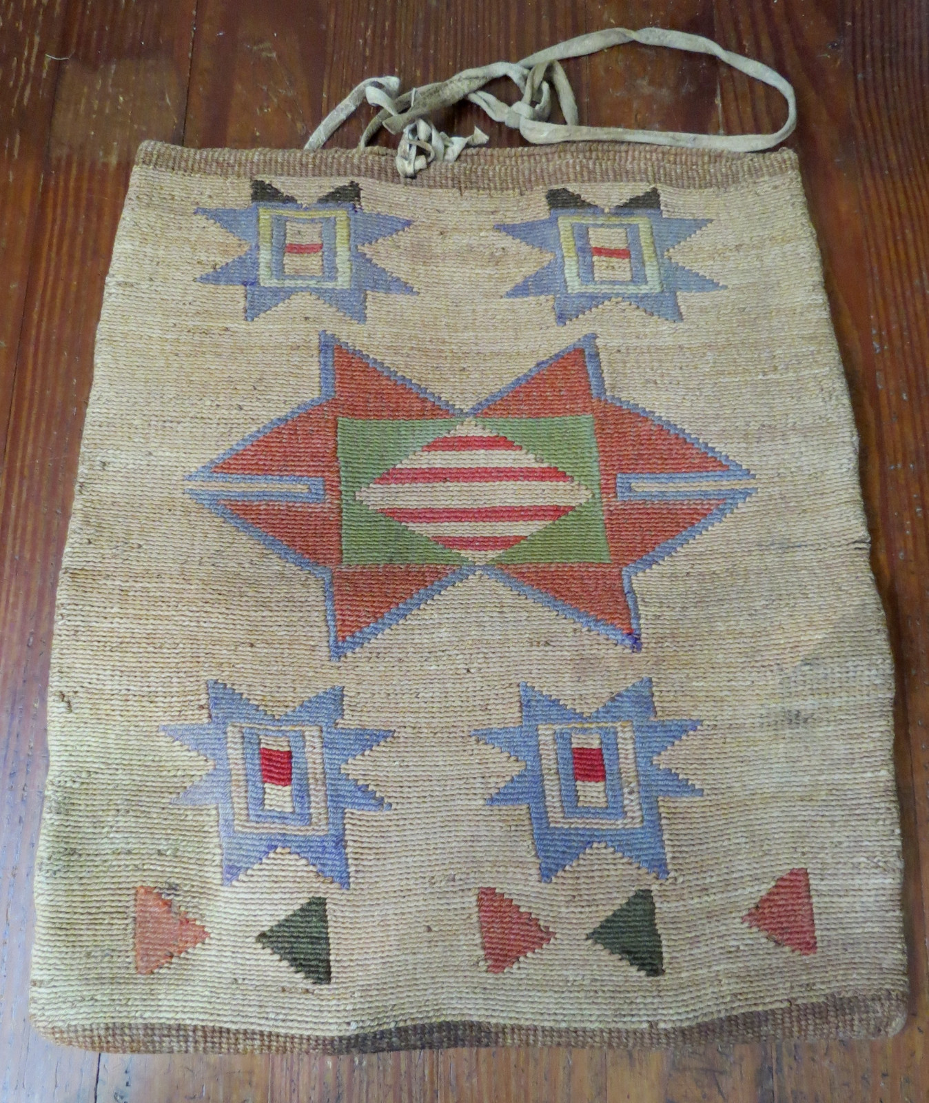 ANTIQUE NATIVE AMERICAN CORN HUSK FLAT BAG PLATEAU NEZ PERCE C 1880
