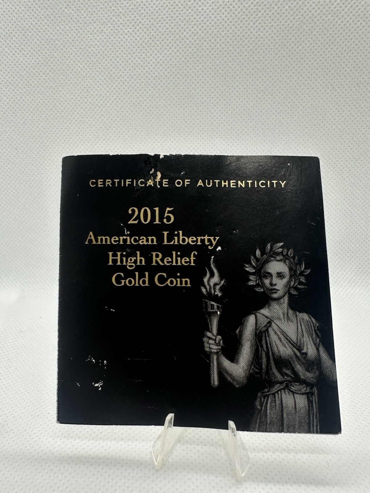 United States Mint American Liberty High Relief 2015 1 oz Gold Coin COA only