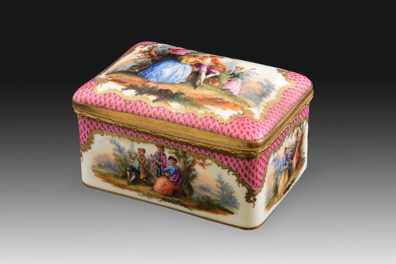 Porcelain Box, Potschappel-Dresden, Germany, 19th Century, with Brand Mark