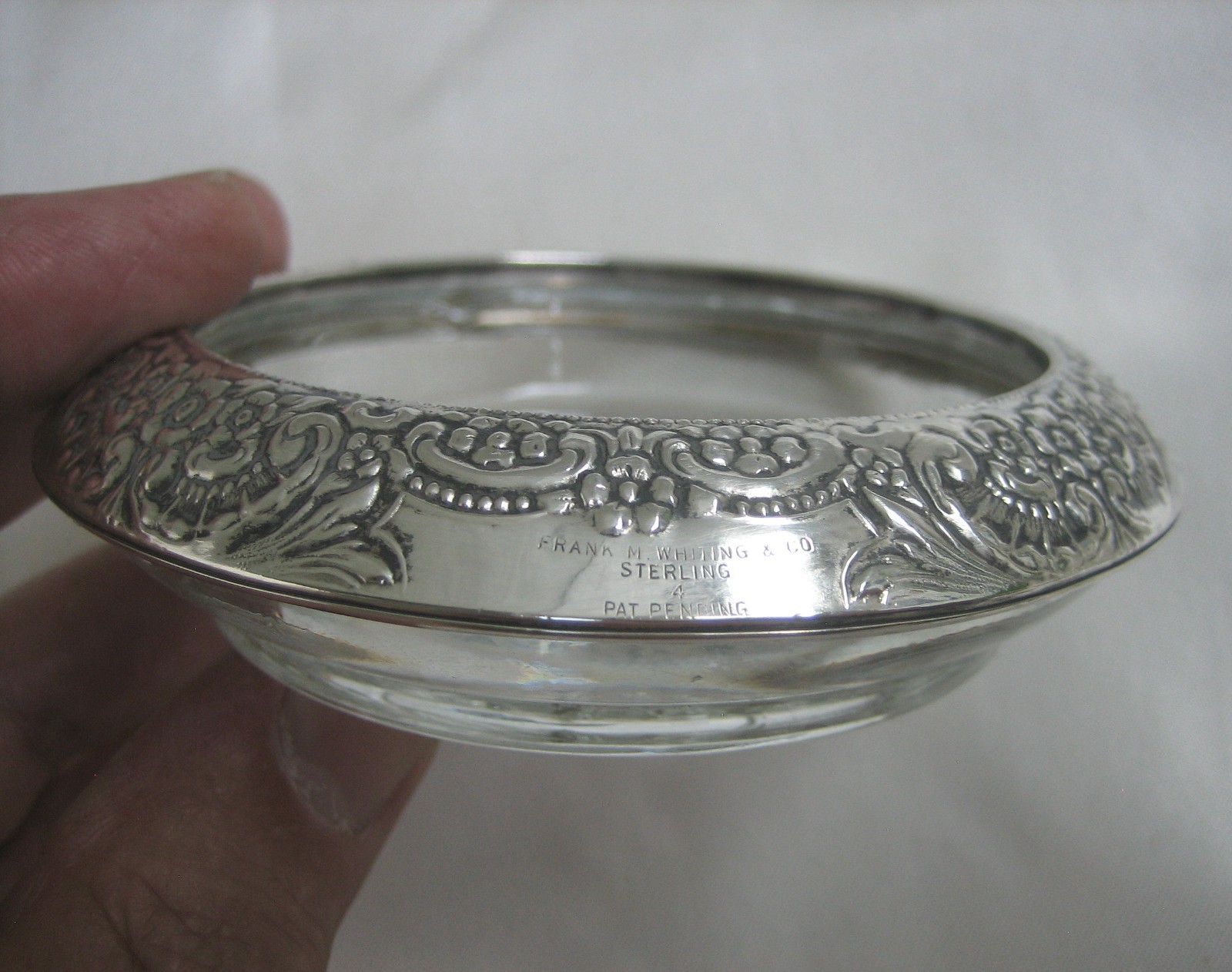 Frank M. Whiting & Co. Sterling Silver 925 & Glass Coaster or Ashtray