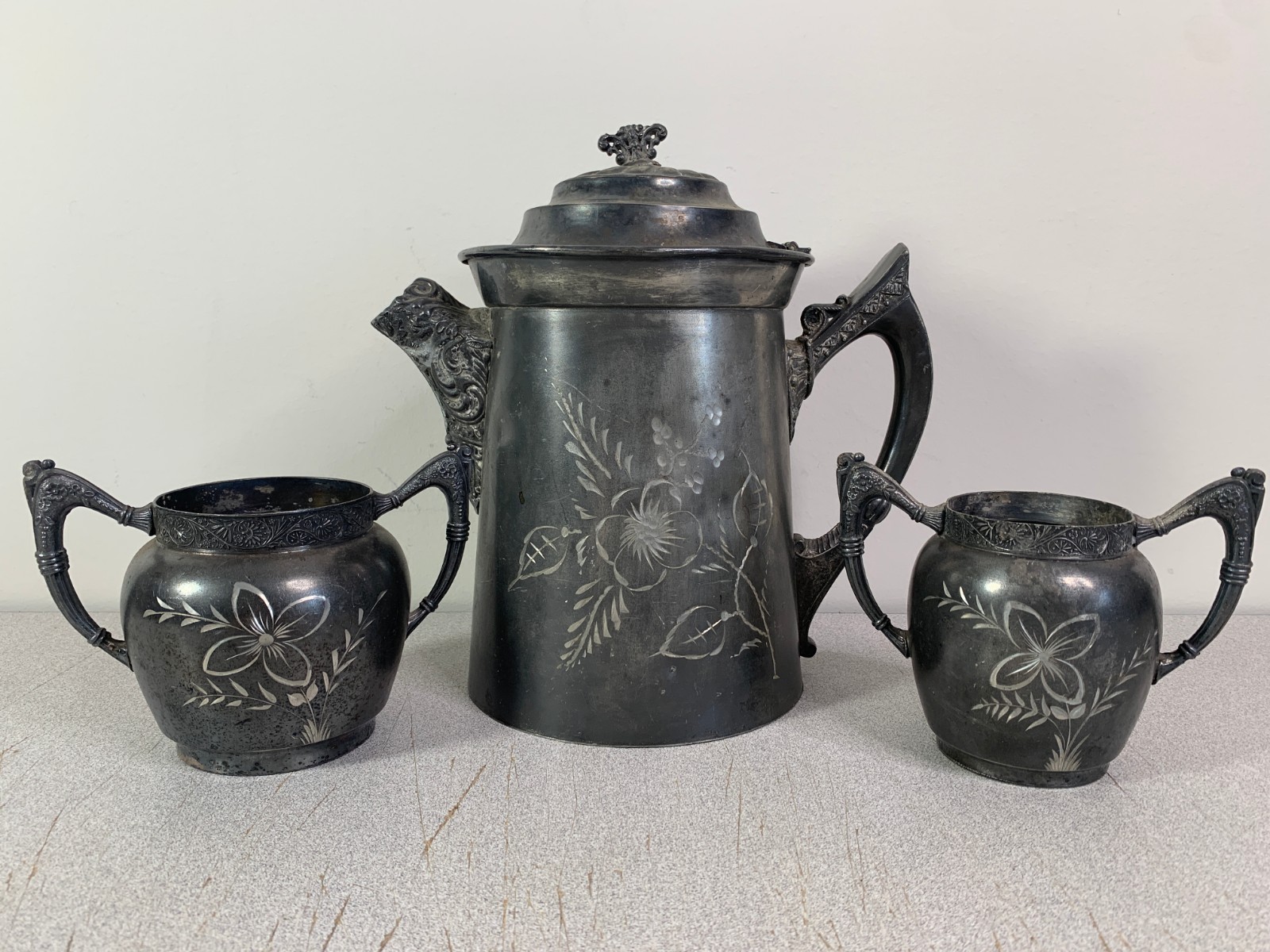 Antique Toothill & McBean Coffee Pot Charles Rodgers Sugar Bowls Silver Plate