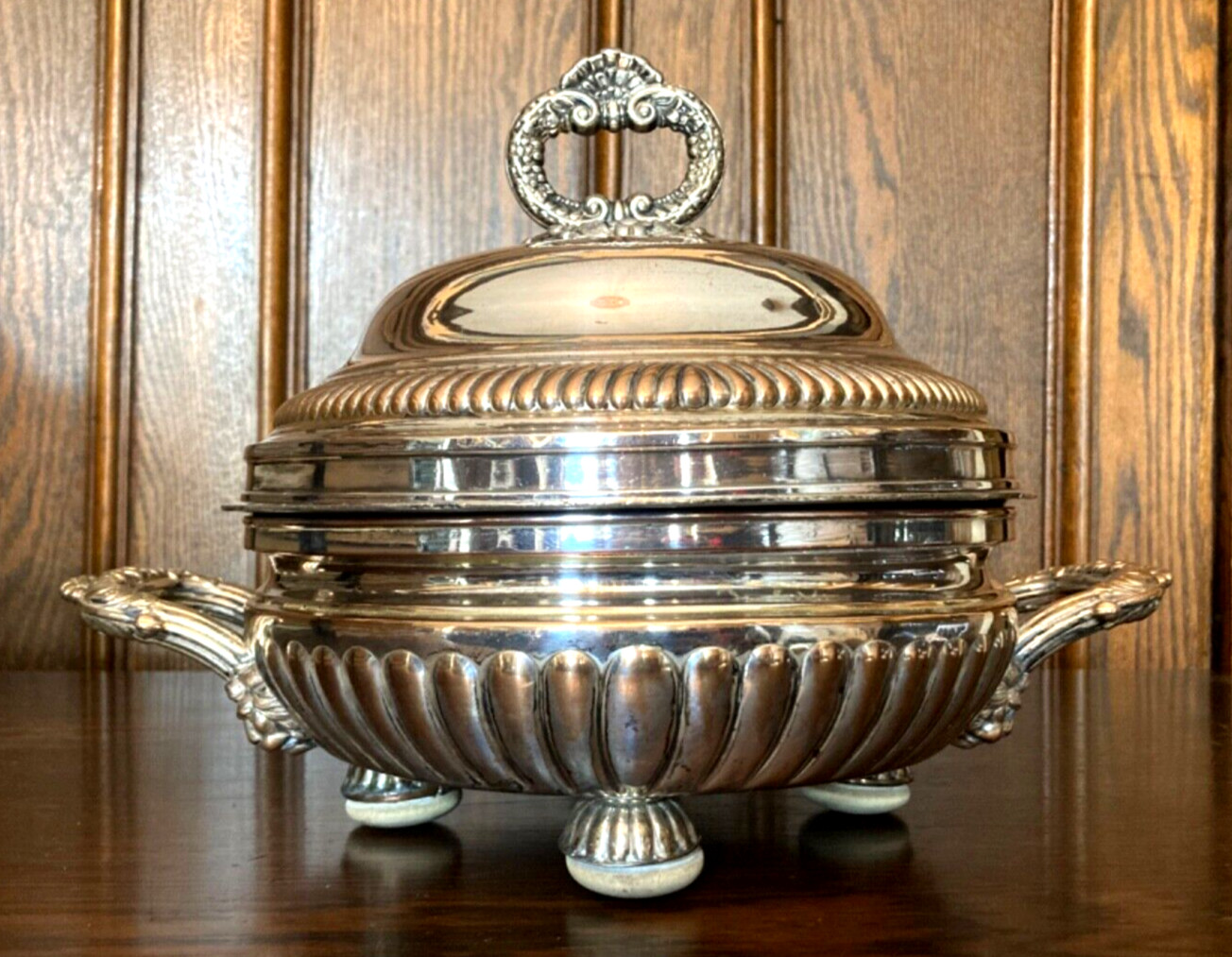 ANTIQUE OLD SHEFFIELD SILVER PLATE PANCAKE OR MUFFIN WARMER