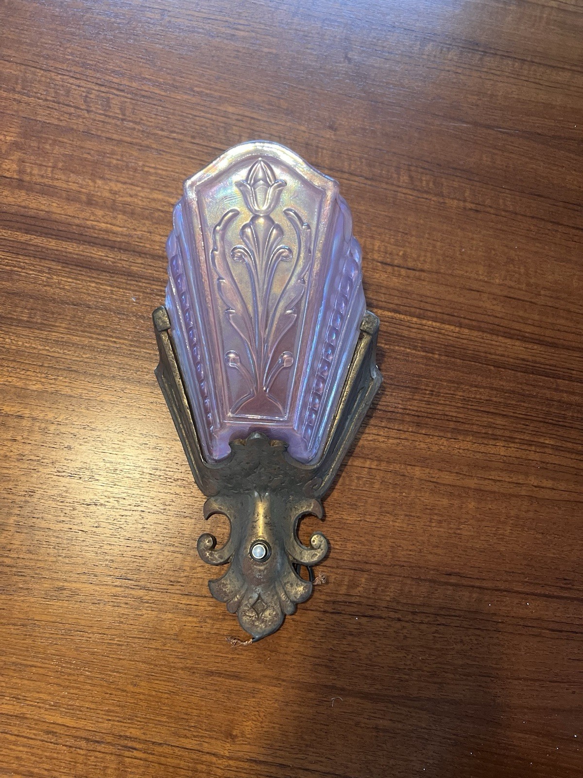 1930s Art deco Virden Berkeley Slip Shade (pink) Sconce