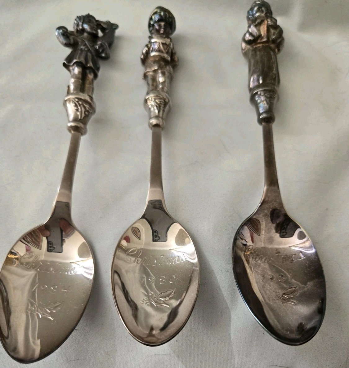 Reed & Barton Spoons 1980 1981 1984 Children of Christmas Lot of 3 with boxes