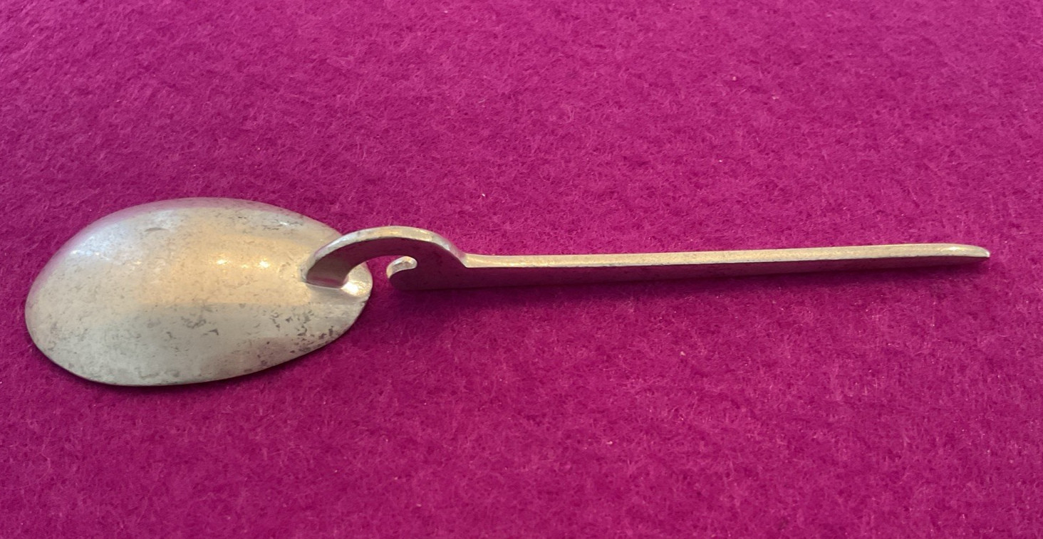 Corinium Roman Replica Style 4.25″ Silver Spoon Flat Bowl Gooseneck Pointed Stem