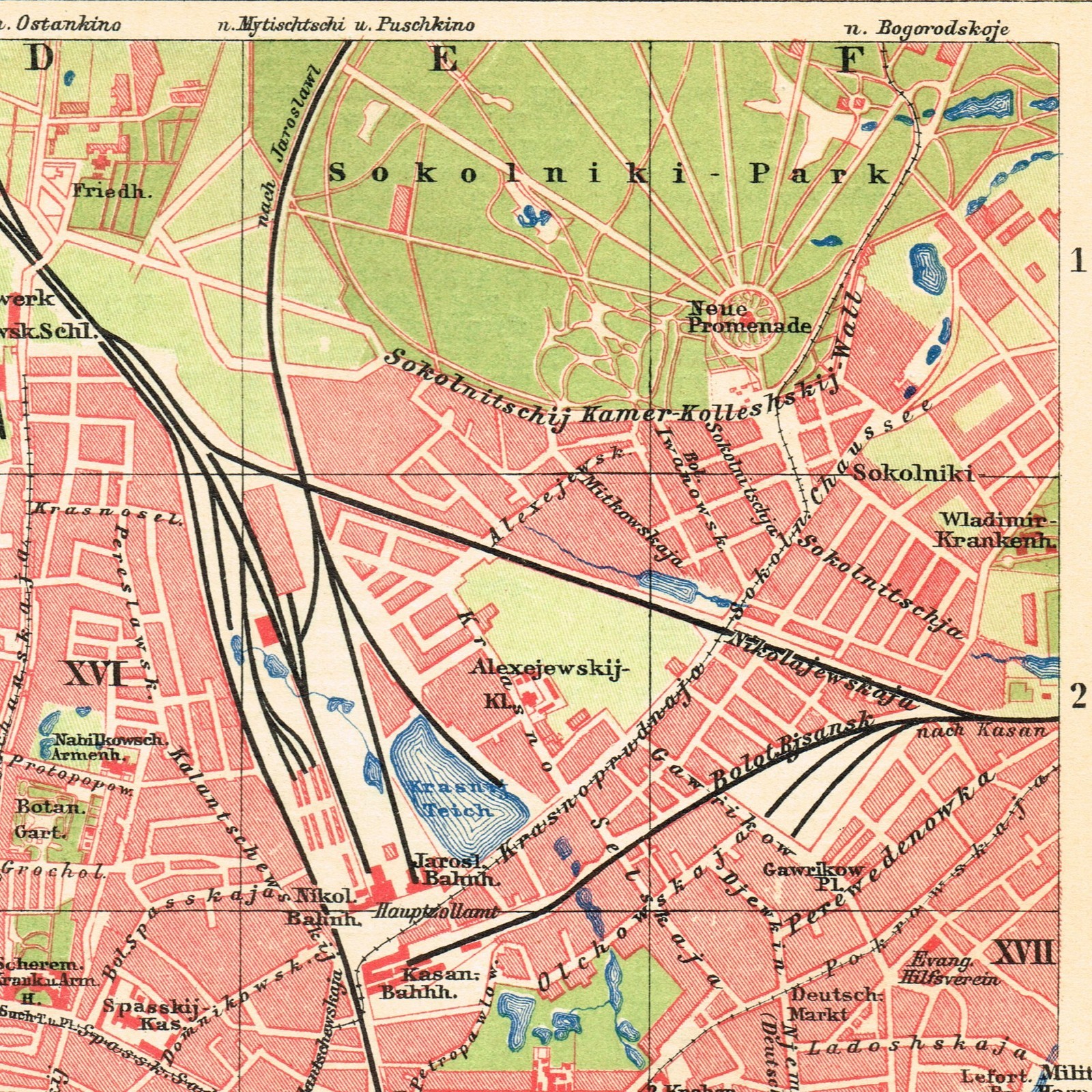MOSCOW dated Dec. 1908 Москва Original Antique map RUSSIA Россия KREMLIN plan