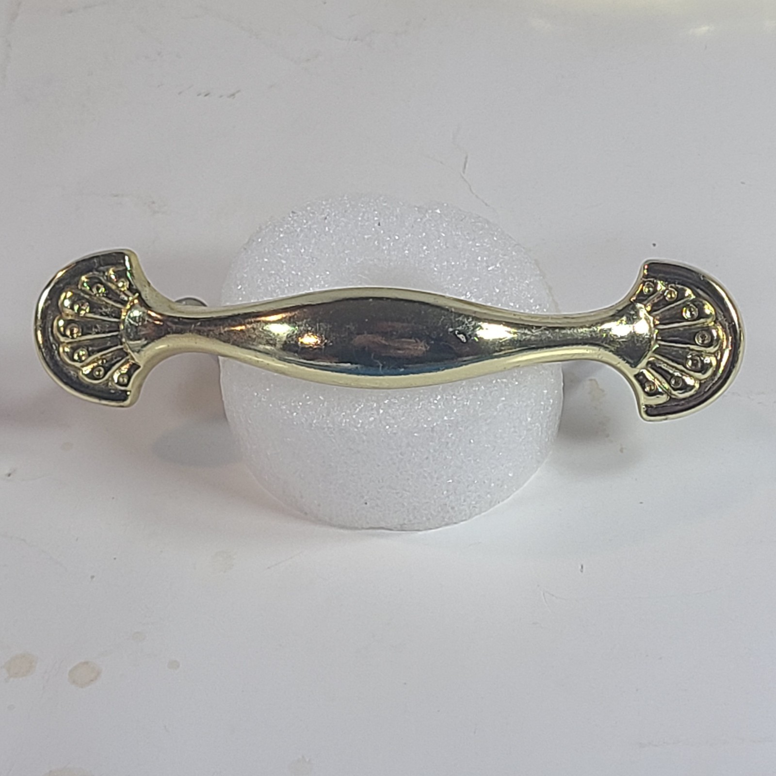 Vintage Solid Brass Cabinet Drawer Pull Handle Sea Shell Ends Hardware 4 1/2″