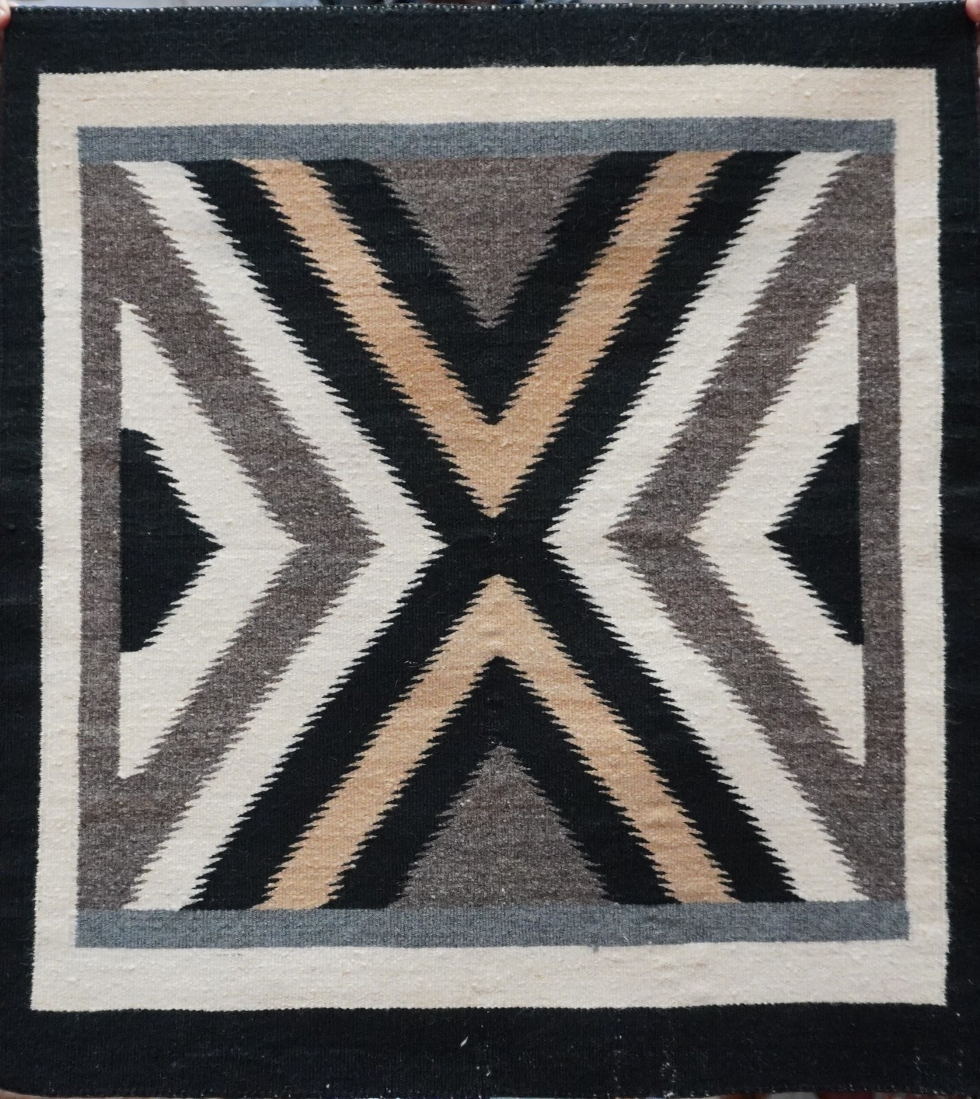 Antique American Navajo X Design Handmade South West Wool Rug 2’1″ x 2’3″