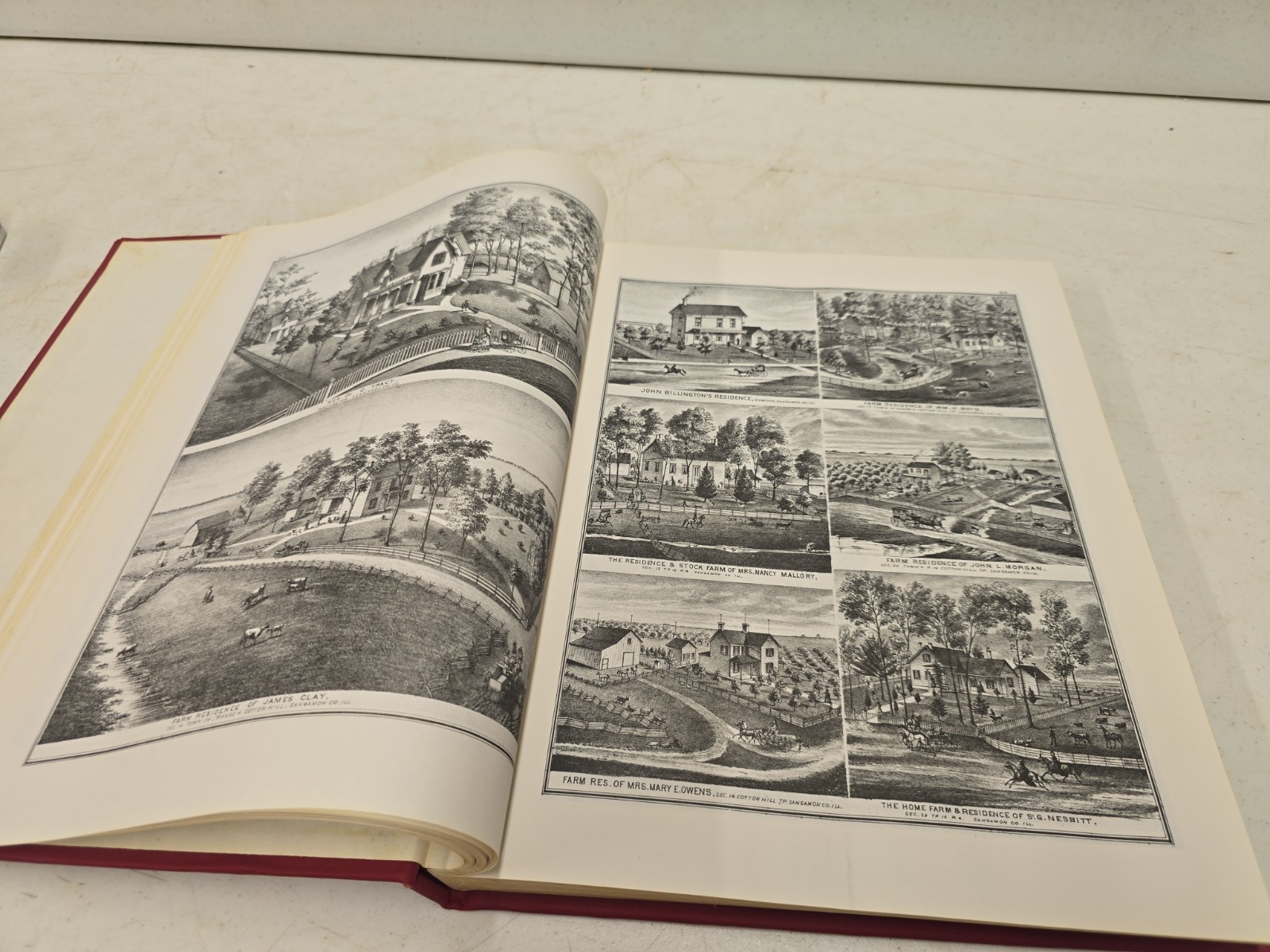 Vintage 1874-1914 Sangamon County Illinois Illustrated Reproduction Atlas
