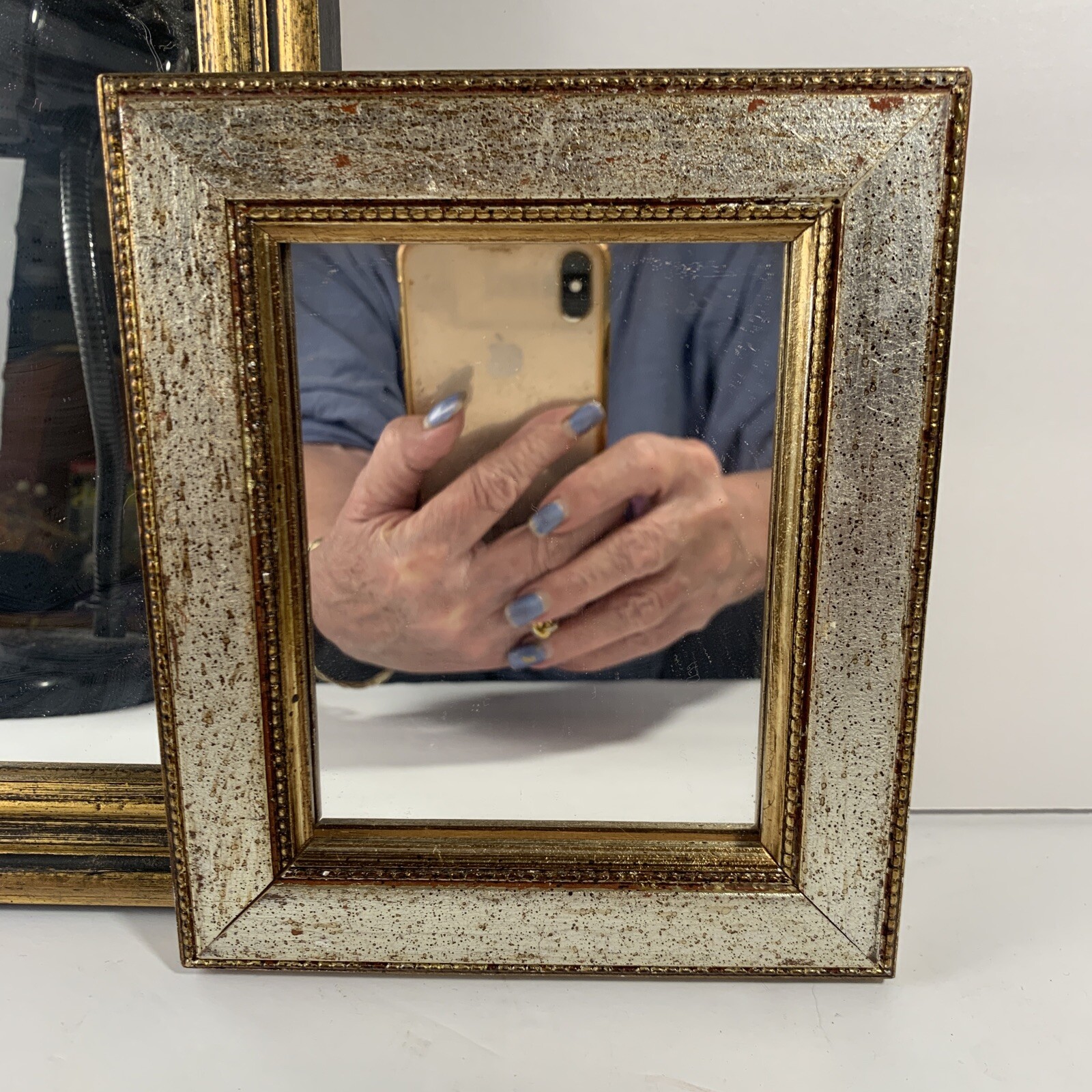 Antique Vintage Rich Gilt Gold Wooden Wall Accent Mirror~6”x7”