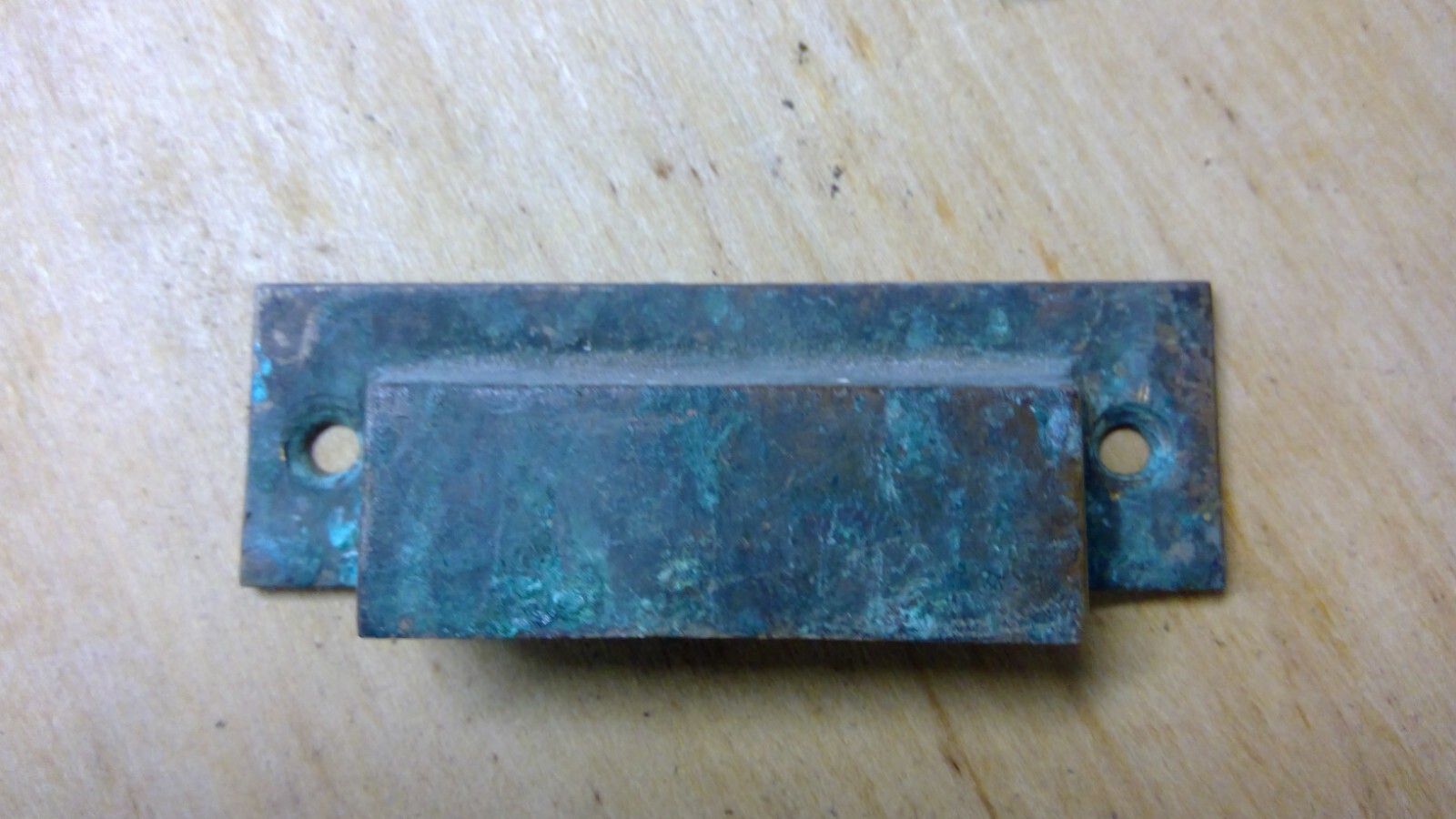 2 GENUINE Antique Primitive Simple Brass Pulls Handles Cabinet Drawer 3 1/4″