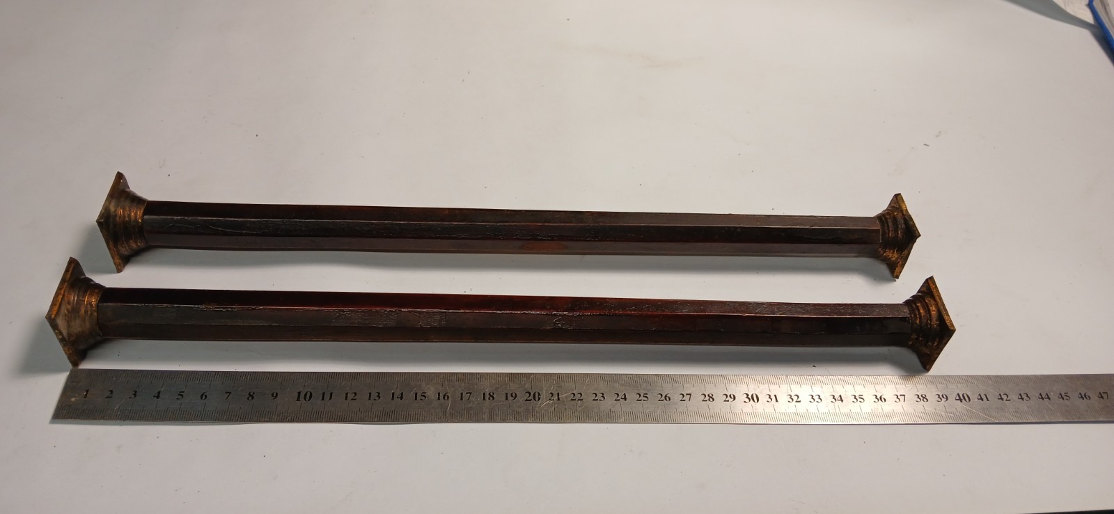 PAIR OF ANTIQUE LONGCASE CLOCK HOOD WOODEN COLUMNS 39cm LONG