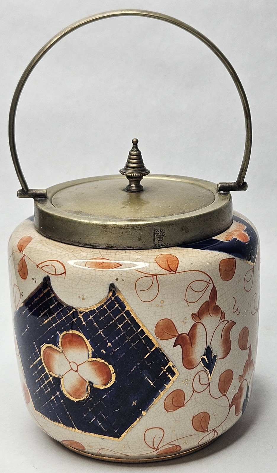 Antique Late 1800’s Royal Crown Derby Biscuit Tea Barrel Imari Style Marked 2955
