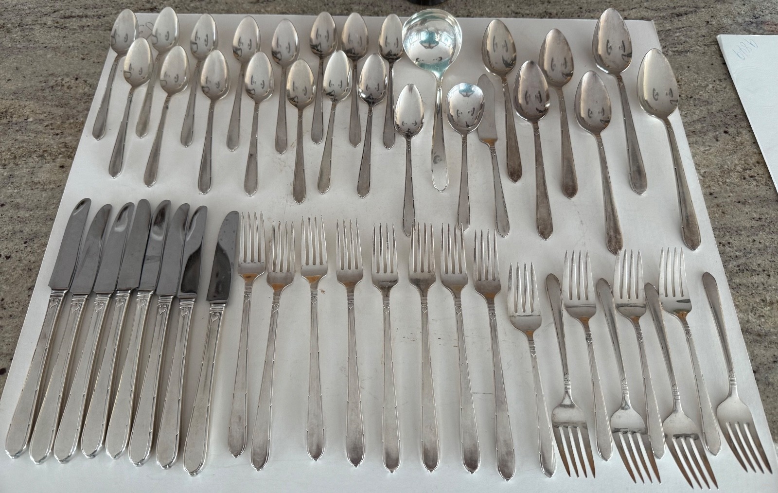 Art Deco 1935 Berkeley Square 49 Pc Community Plate Silverware Service for 8