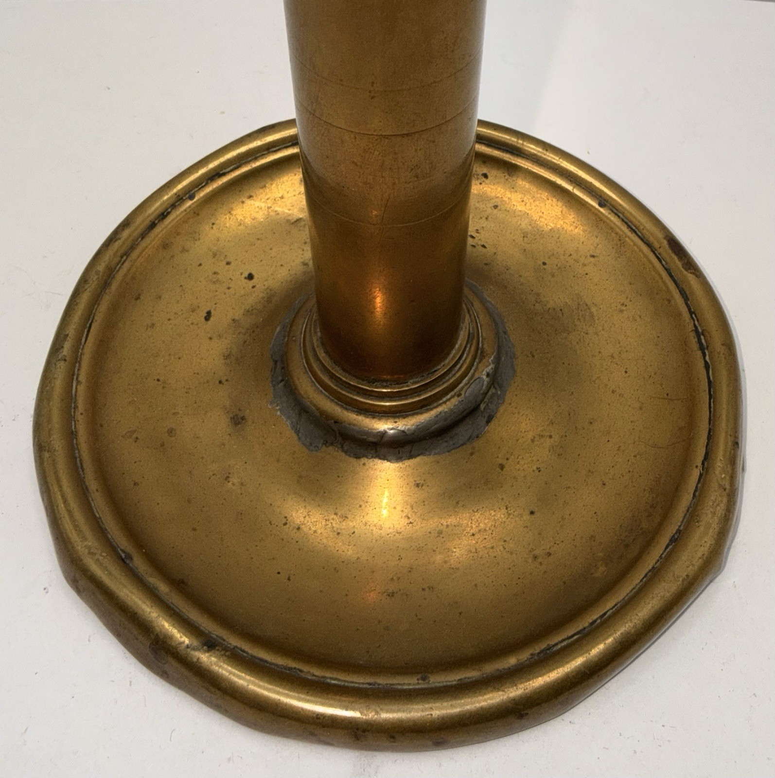 Archer & Warner Philadelphia Spring-Loaded Candlestick Brass, Drip Catcher Base