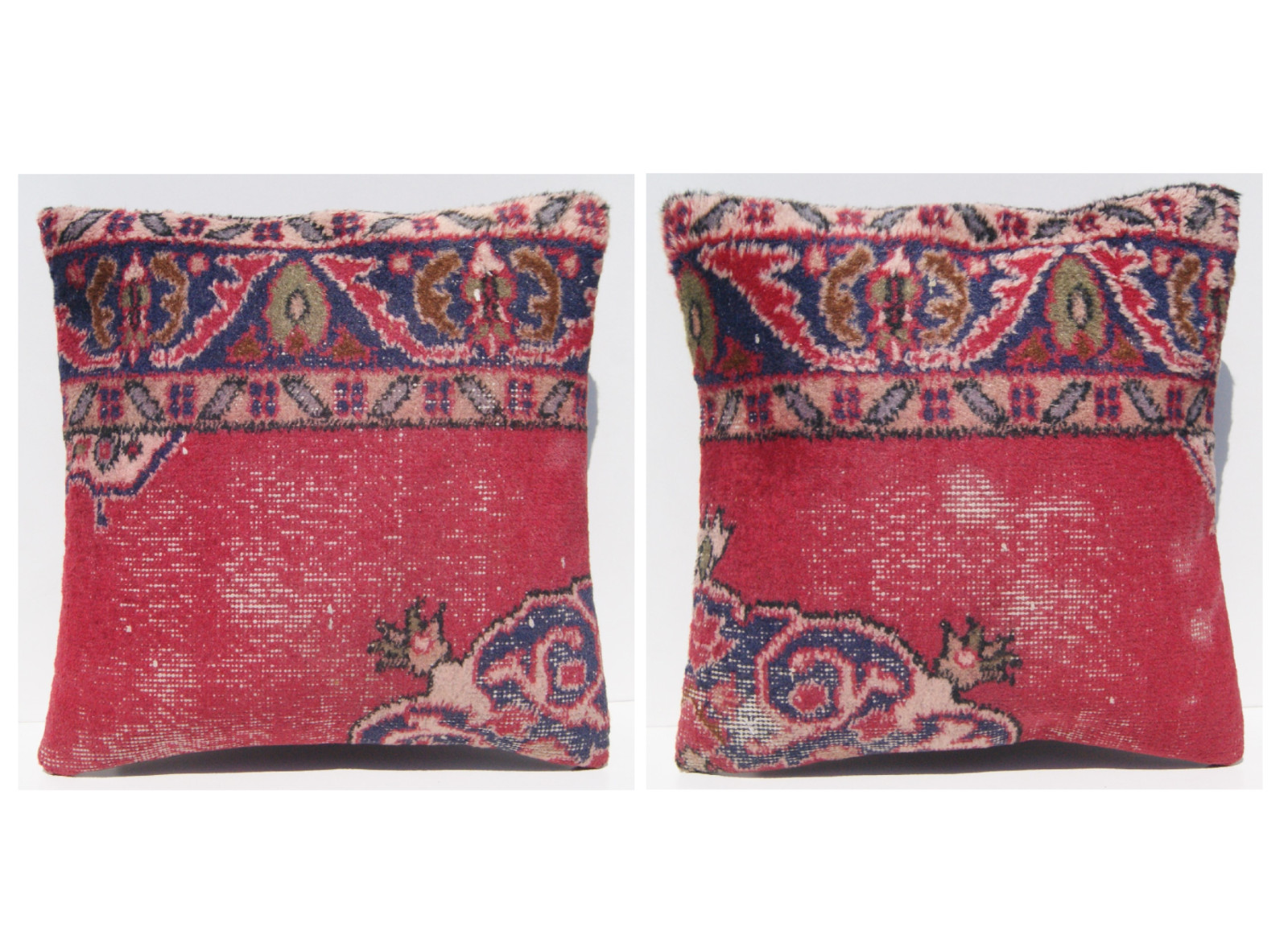 Set of 2 Anatolian Handmade Carpet Pillow Covers – Turkish Boho Decor, 20″x20″