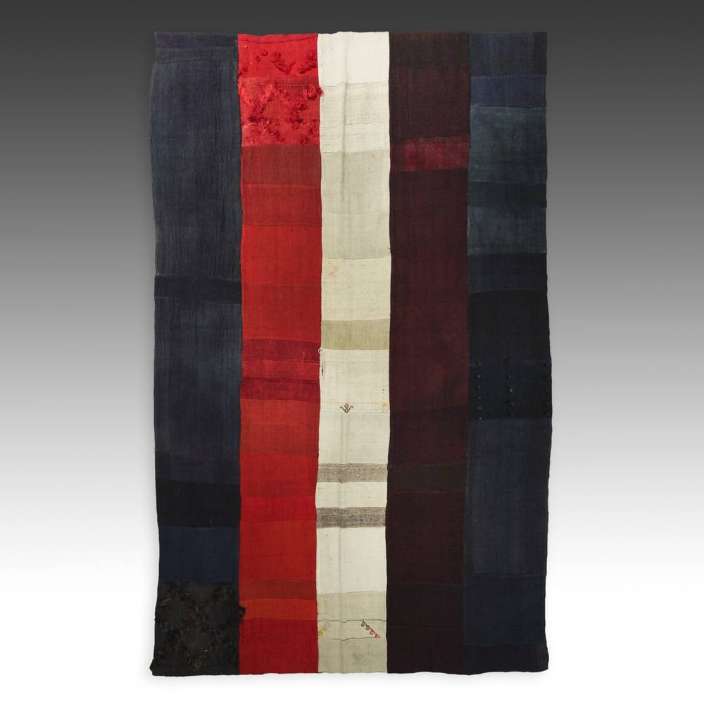 PATCHWORK KILIM TAPESTRY KURDISH WOOL TENTBAND TULU FRAGEMENTS TURKEY 20TH C