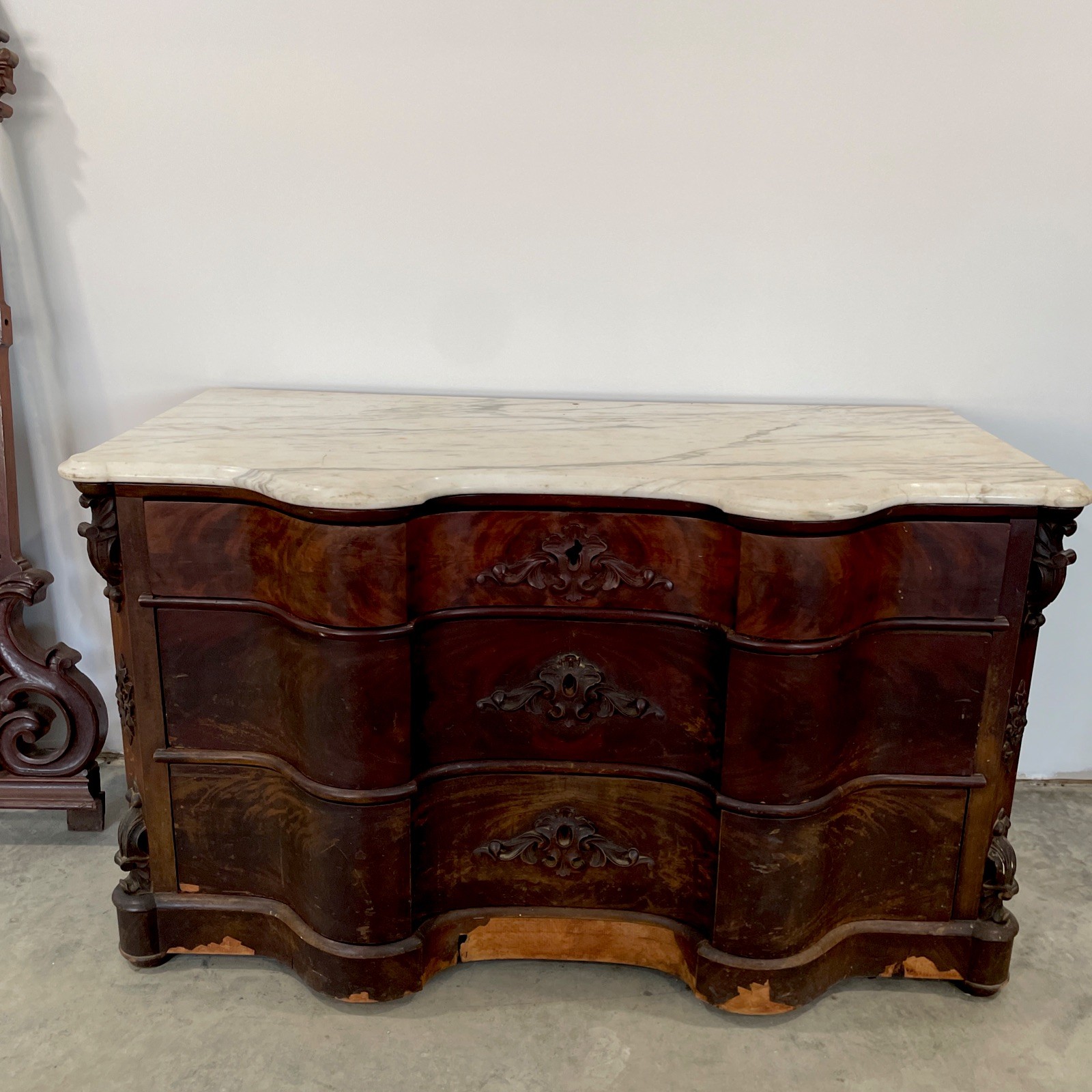 Mid-19th Century Rococo Revival Dresser and Mirror, Attributed to New Orleans