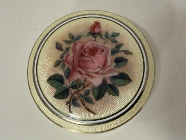 Sterling silver guilloche enamel box. 935 fine 3″ diameter High quality antique