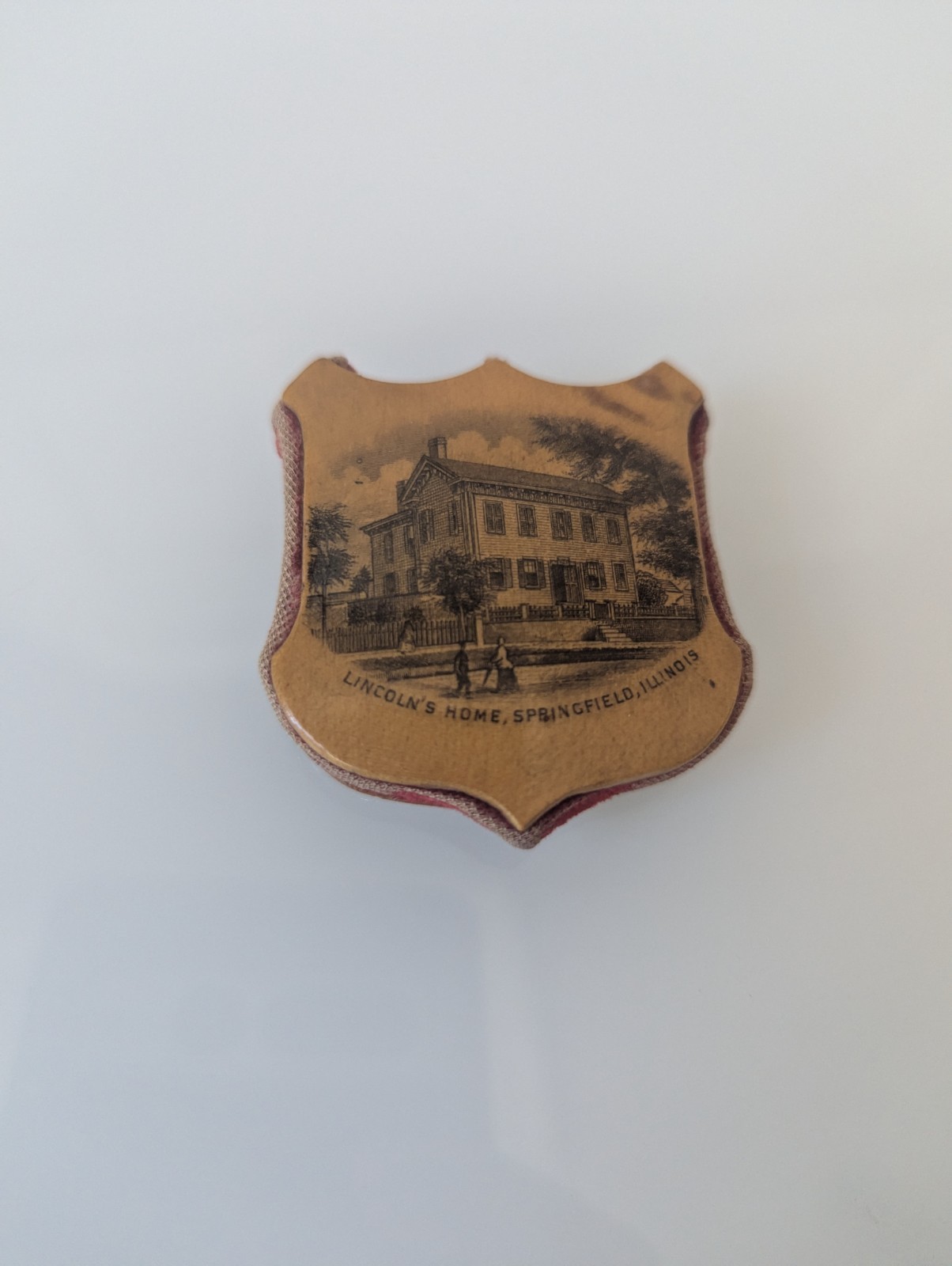 Antique Mauchline Ware Pin Cushion With A Lincoln’s Home