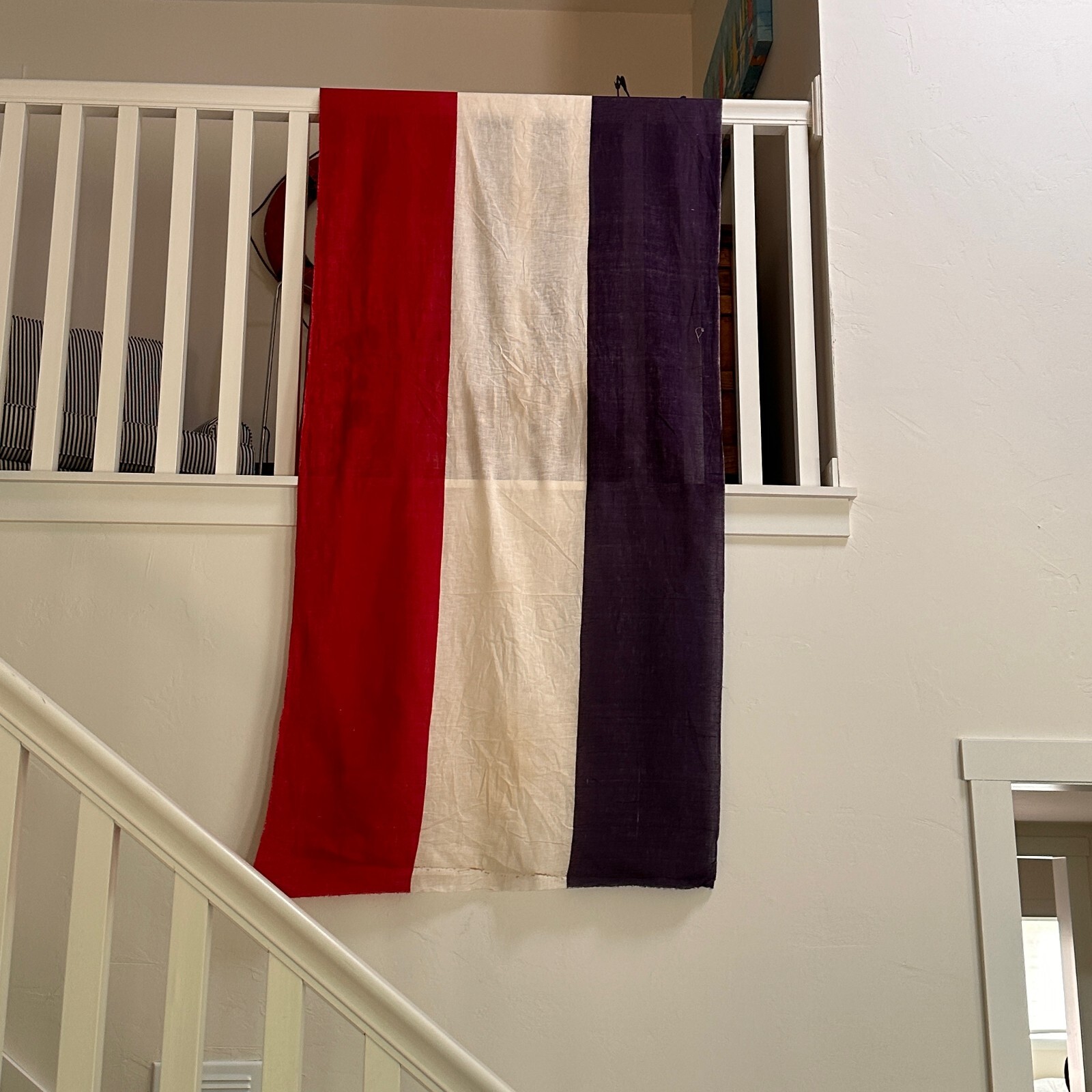 July 4th Patriotic Vintage Bunting Red White Blue 72 x 36 + AAFA Damage AS IS