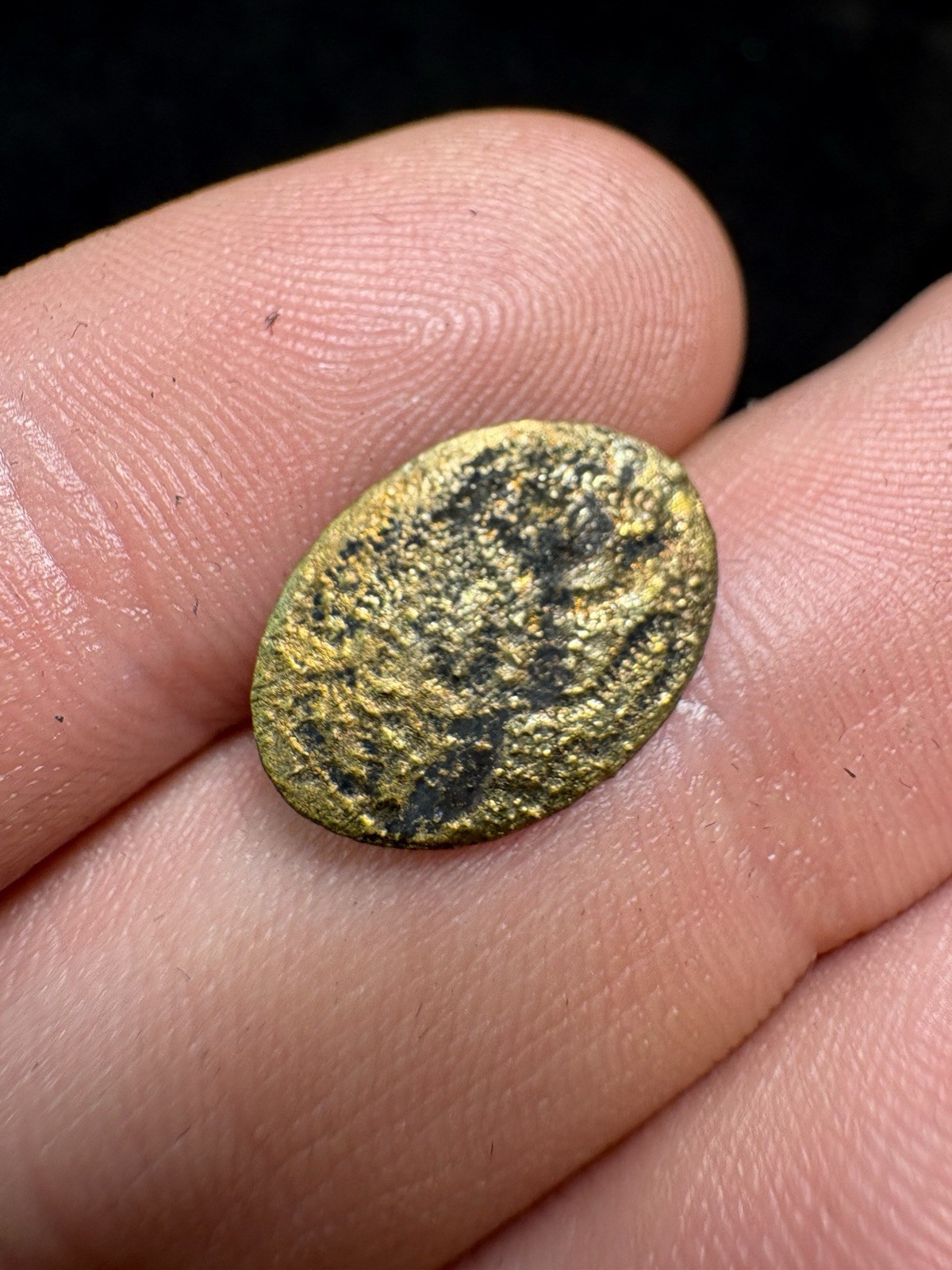 Colonial Era Brass Cufflink Relic C. 1700s – Hand Engraved Pattern – Dug