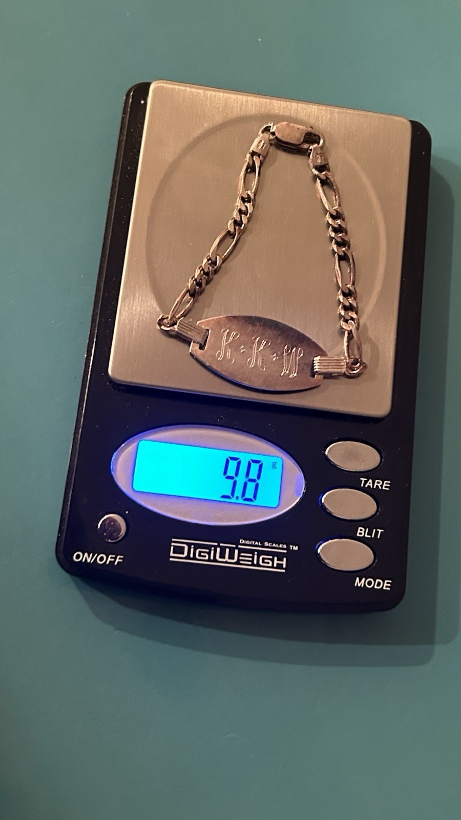 ID Bracelet Sterling Silver KKW Initials DNT Italy 925 Link Chain Nice
