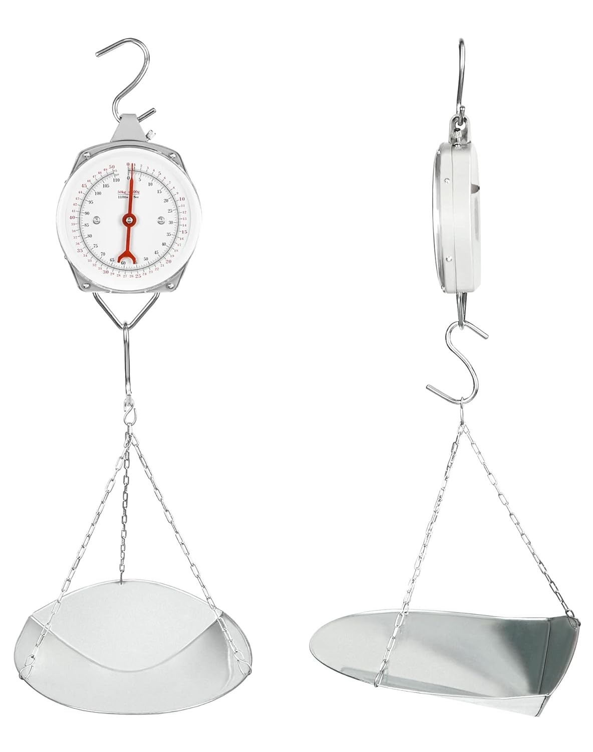 10 Lbs1 Large Display Spring Dial Weight Scale & Scale Scoop/Chain with Hanging