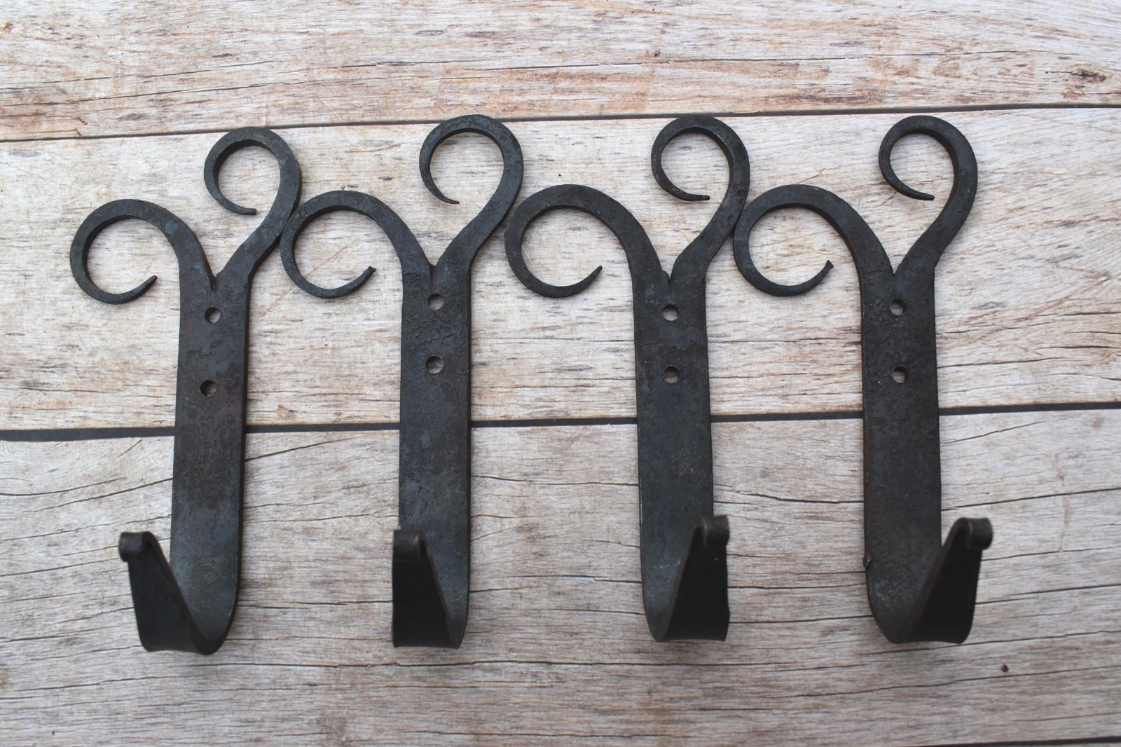 Handforged iron coat bath robe hanger library school acorn Wall hook 4 pcs lot