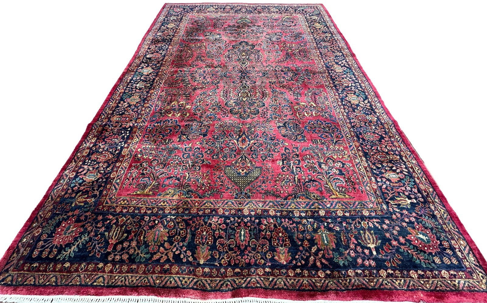 9X12 Antique Rug Fine Manchester Wool Traditional Rose Red 259cmx359cm c.1890