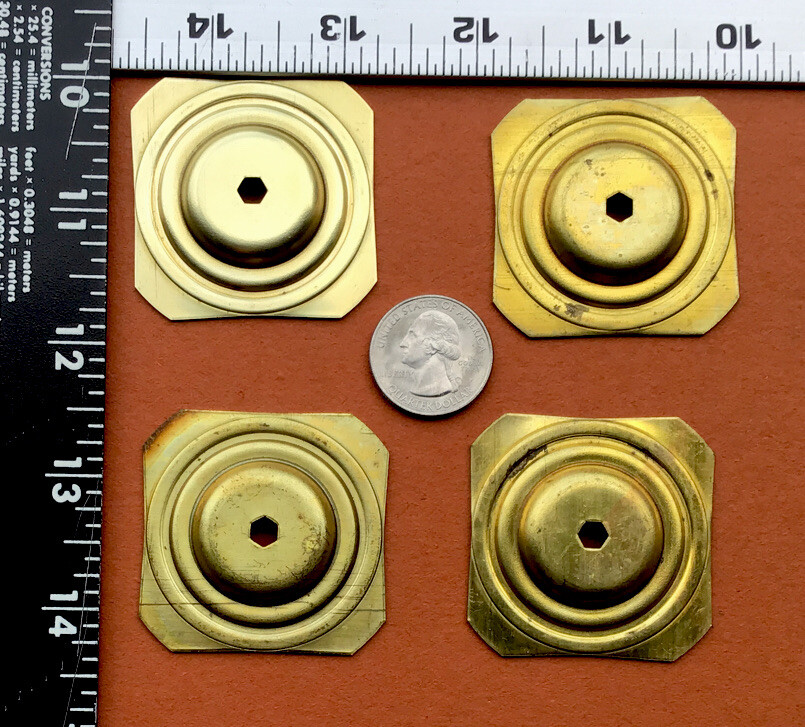 SET OF 4 SOLID BRASS 1 13/16” SQUARE OFFSET COVER PLATES WITH 3/16” OCTAGON HOLE