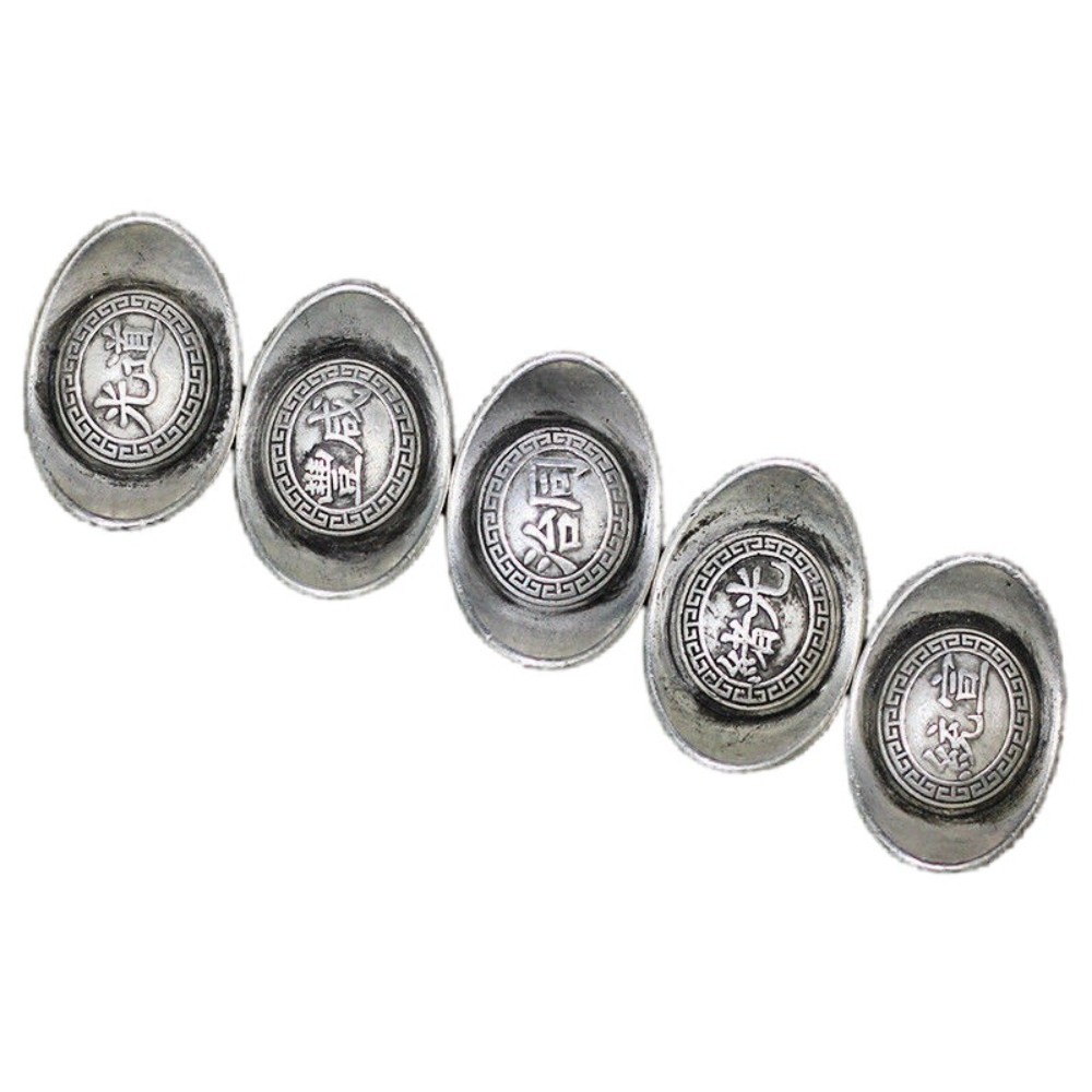 Qing Dynasty Yuanbao antique tibet silver ingots famous emperor Figures Statues