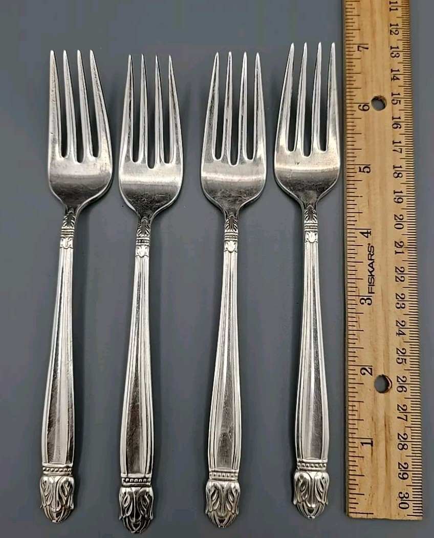 Holmes & Edwards Silverplate Danish Princess Set of 4 – 6 3/4″ Salad Forks