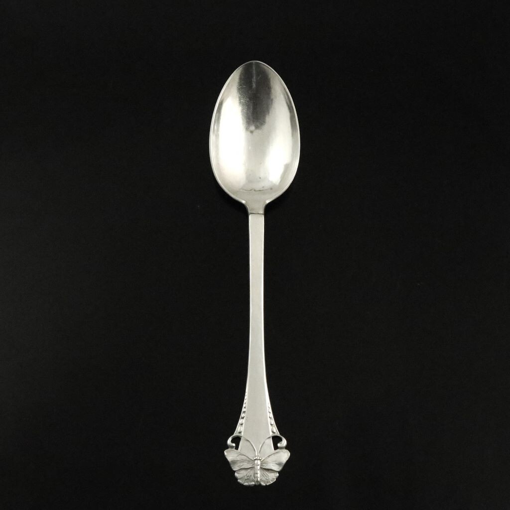 Danish Art Nouveau Silver Large Tea spoon / Child’s Spoon – Butterfly / Somm
